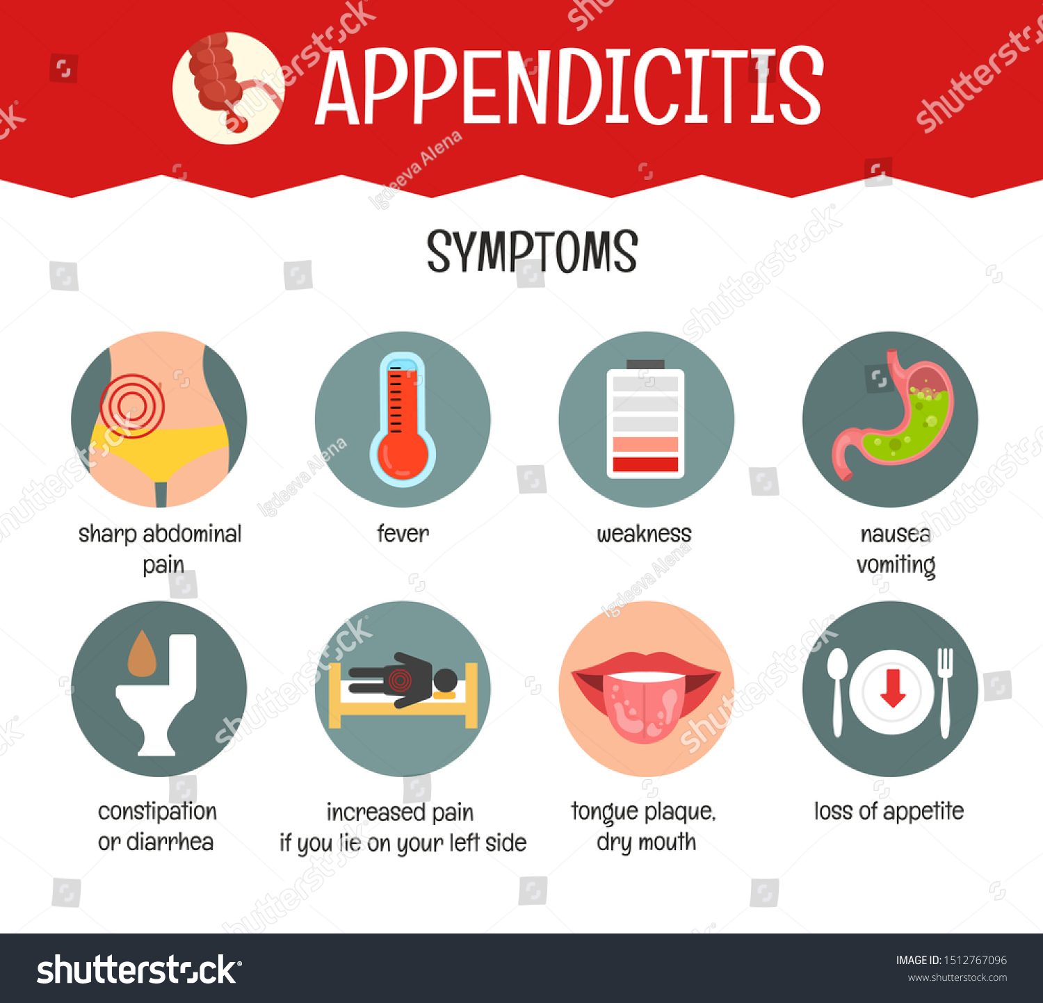 Vector Medical Infographic Appendicitis Symptoms Disease Vector C S N Mi N Ph B N Quy N