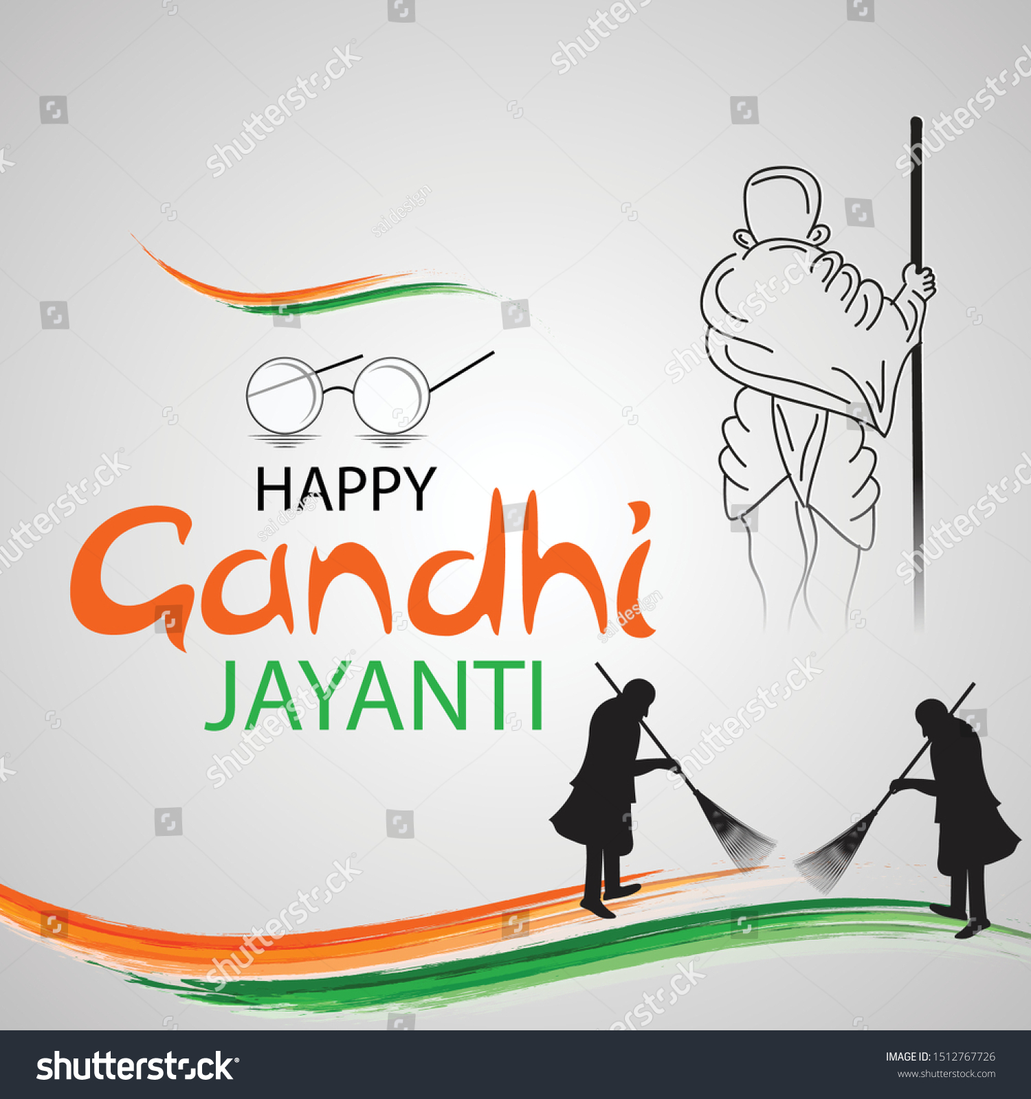 Vector Illustration Background Poster Happy Gandhi Stock Vector ...