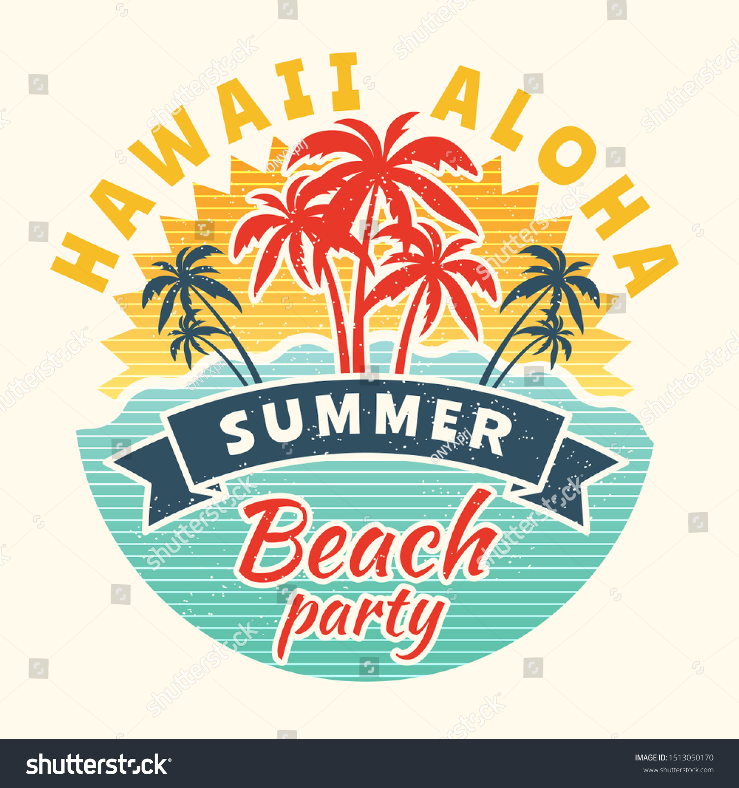 Poster Summer Time Vintage Placard Tropical Stock Illustration ...
