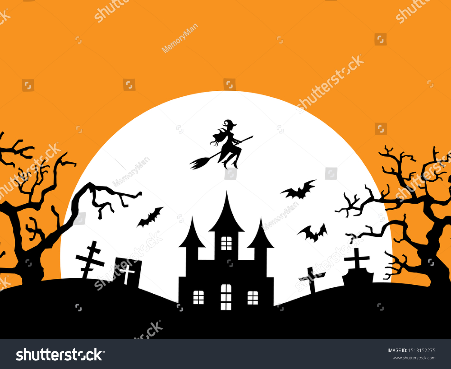 Halloween Vector Female Witch Flying On Stock Vector (Royalty Free ...