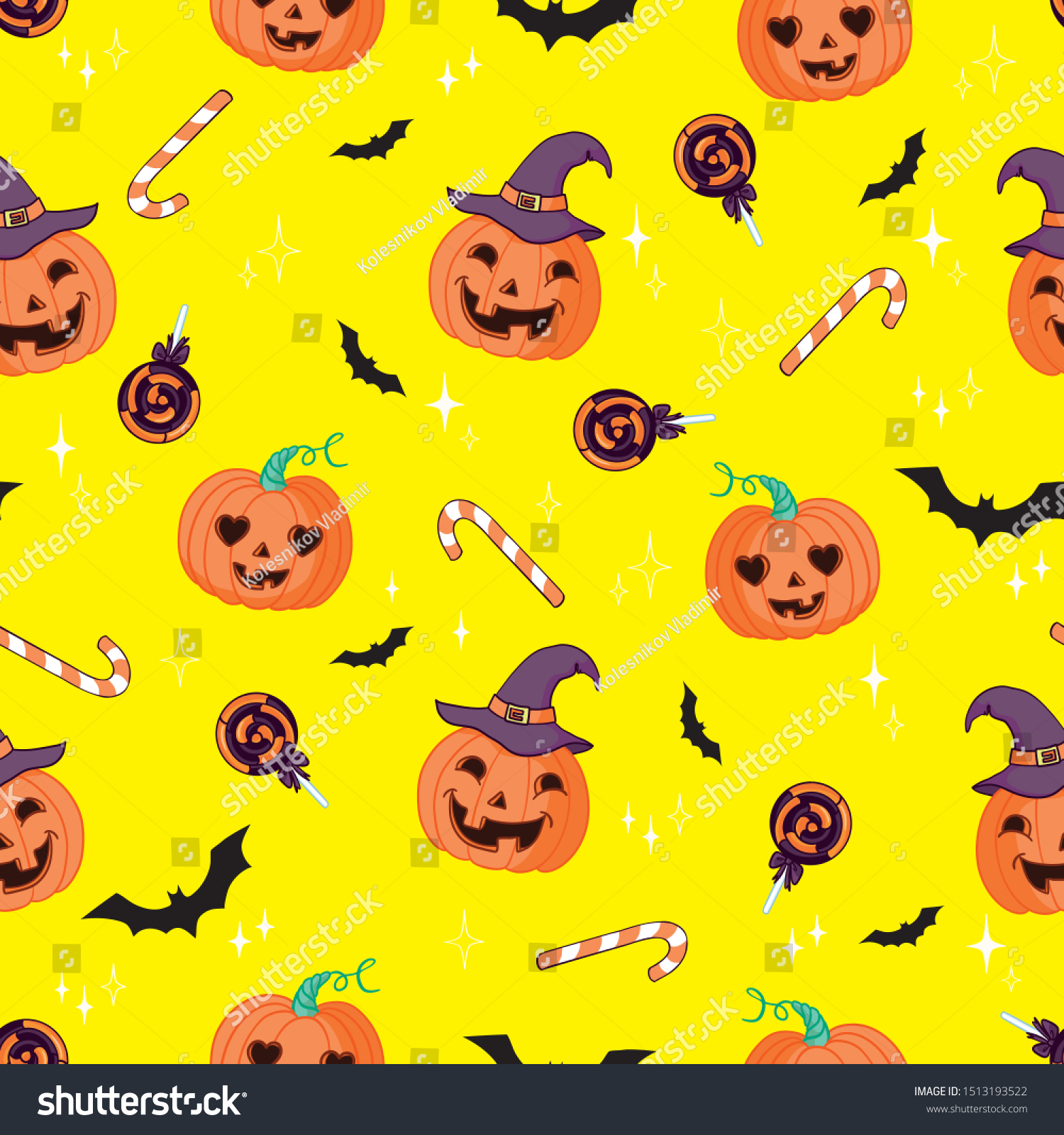 Vector Seamless Pattern Halloween Pumpkin Ghost Stock Vector (Royalty ...