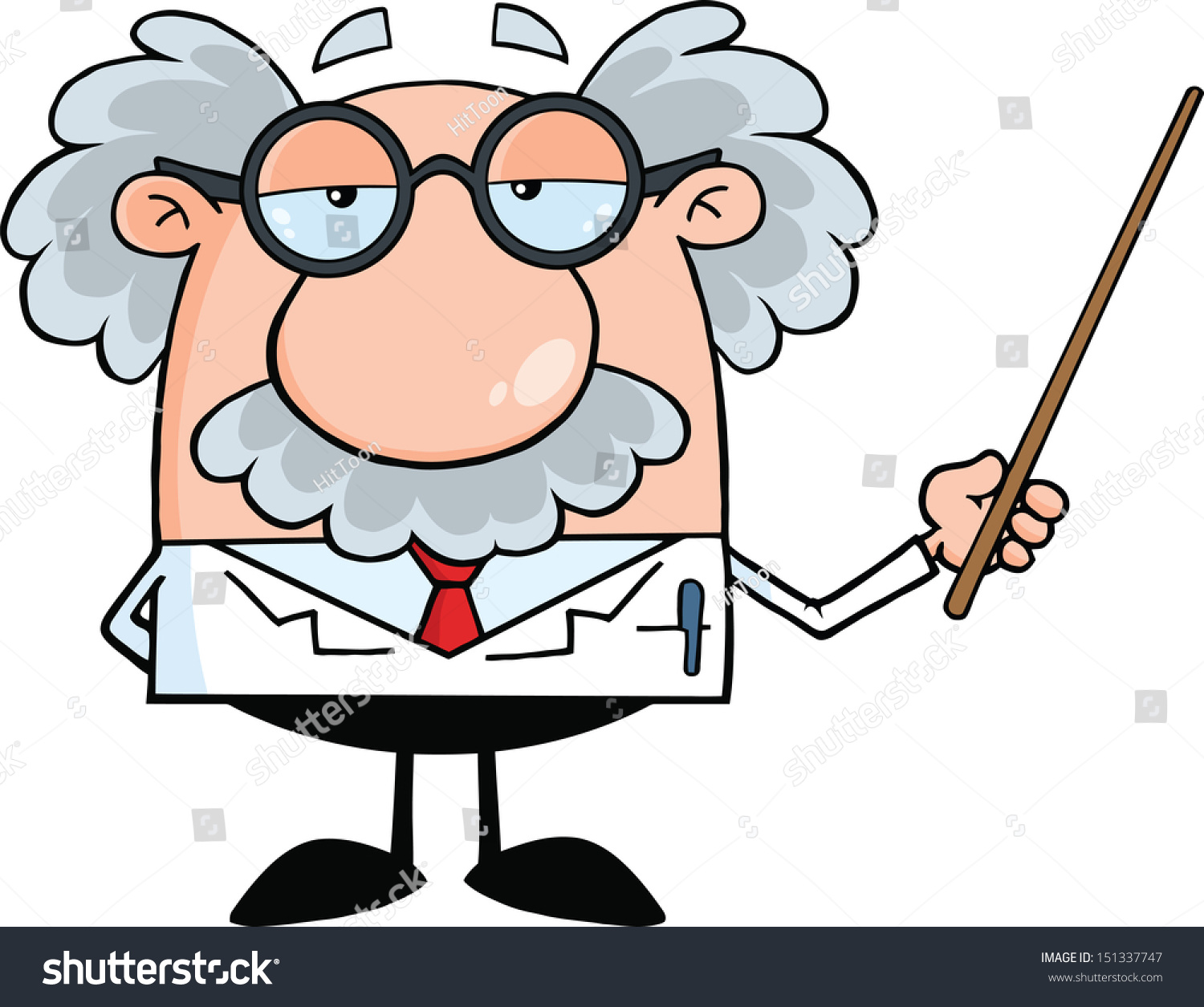 Funny Scientist Professor Holding Pointer Stock Vector (Royalty Free ...