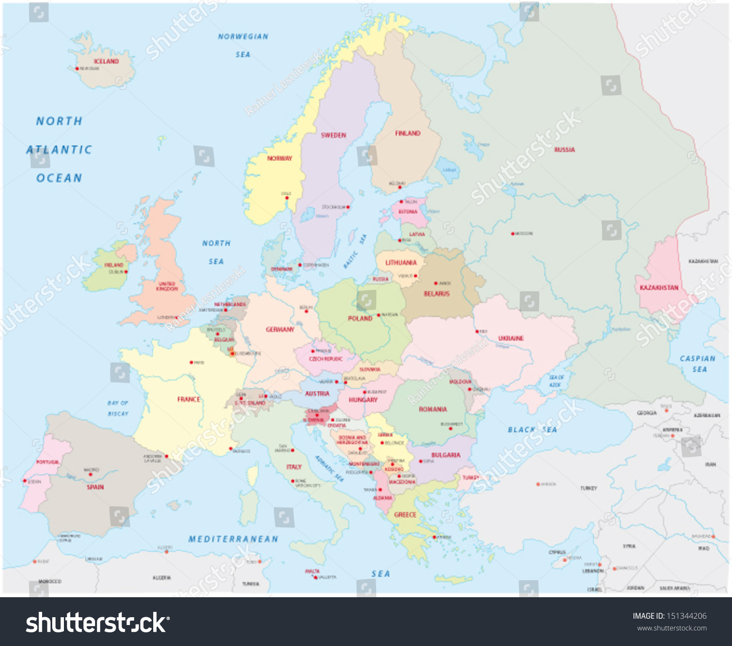 Europe Map Stock Vector (Royalty Free) 151344206 | Shutterstock