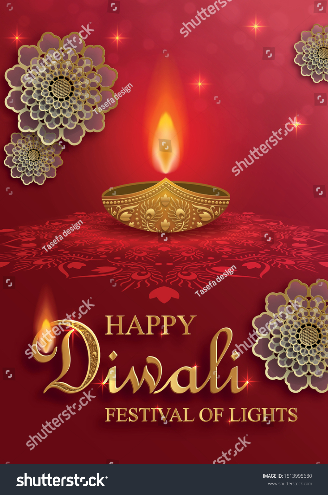 Diya Lamp Fire Lighting Diwali Deepavali Stock Vector (Royalty Free ...