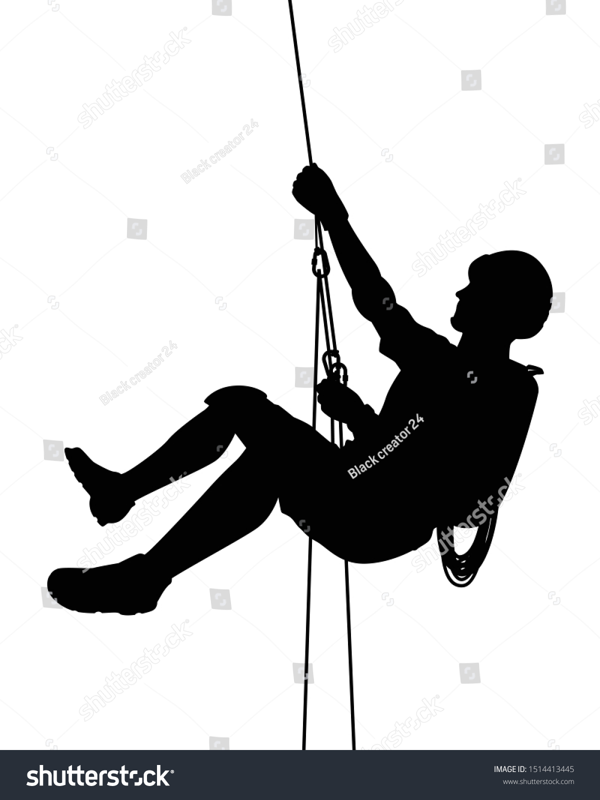 Male Mountaineer Safety Equipment Silhouette Vector Stock Vector ...