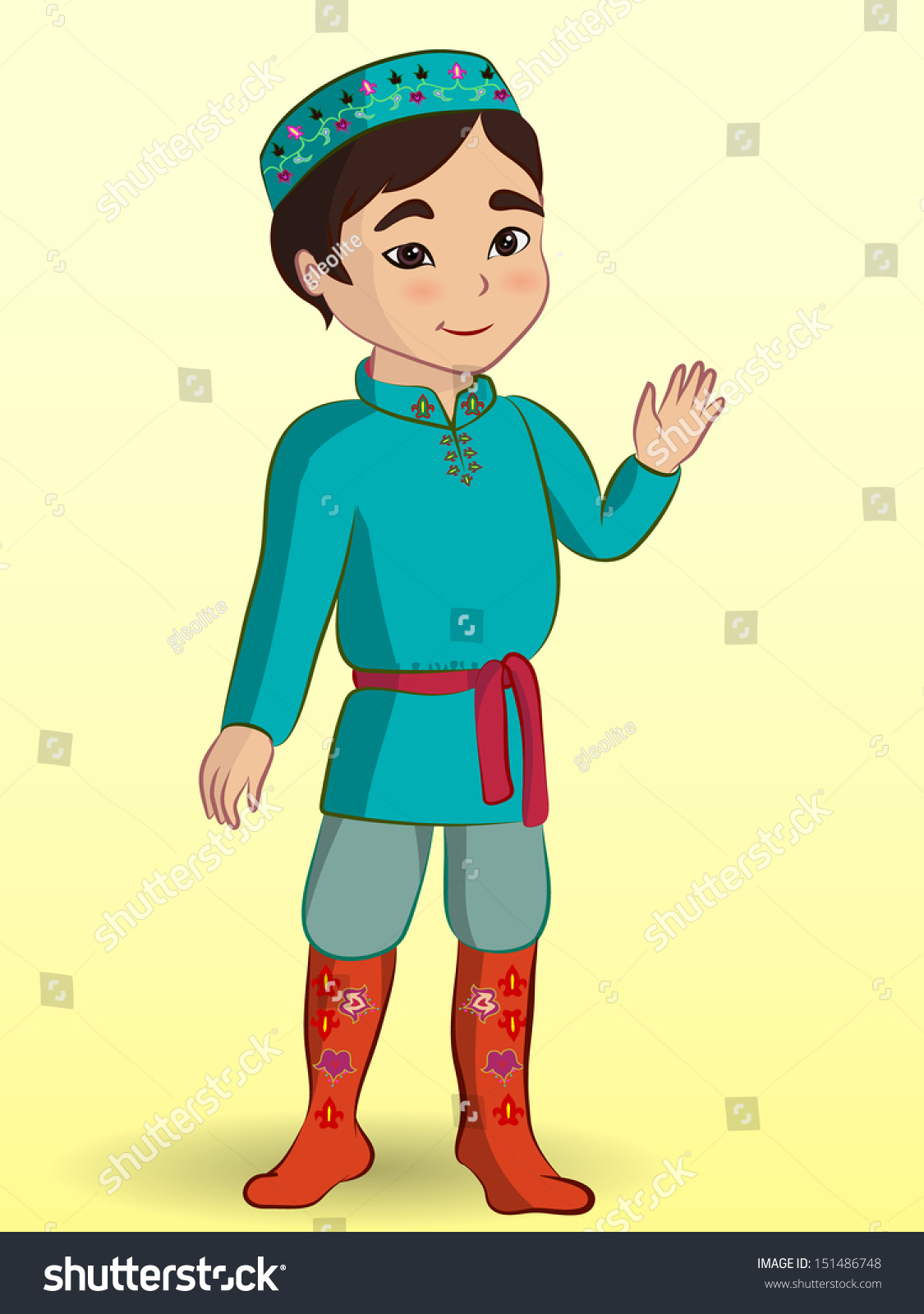 Мультяшные дети в национальных костюмах татарский