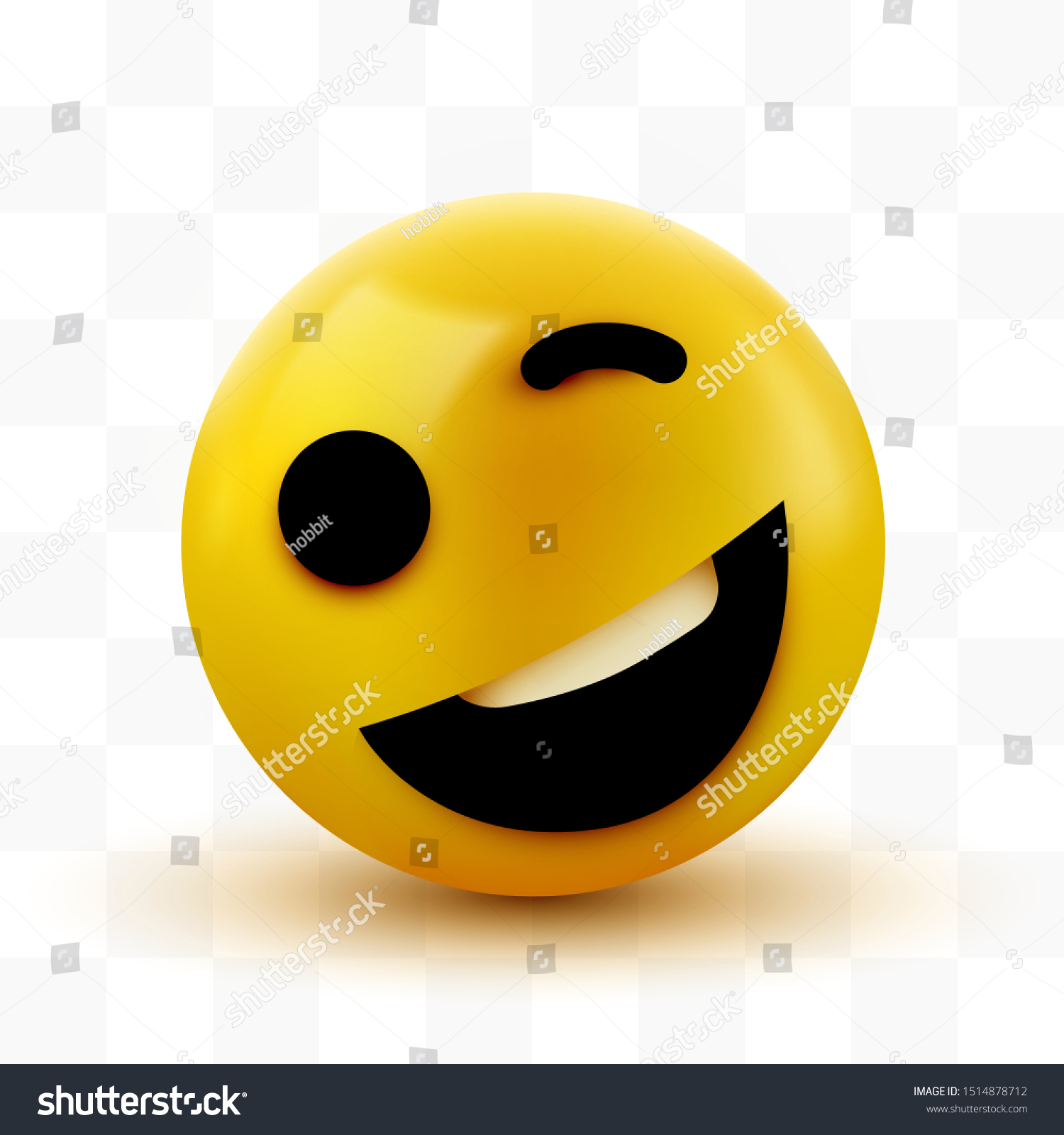 Emoji Yellow Winking Face Funny Cartoon Stock Vector (royalty Free 