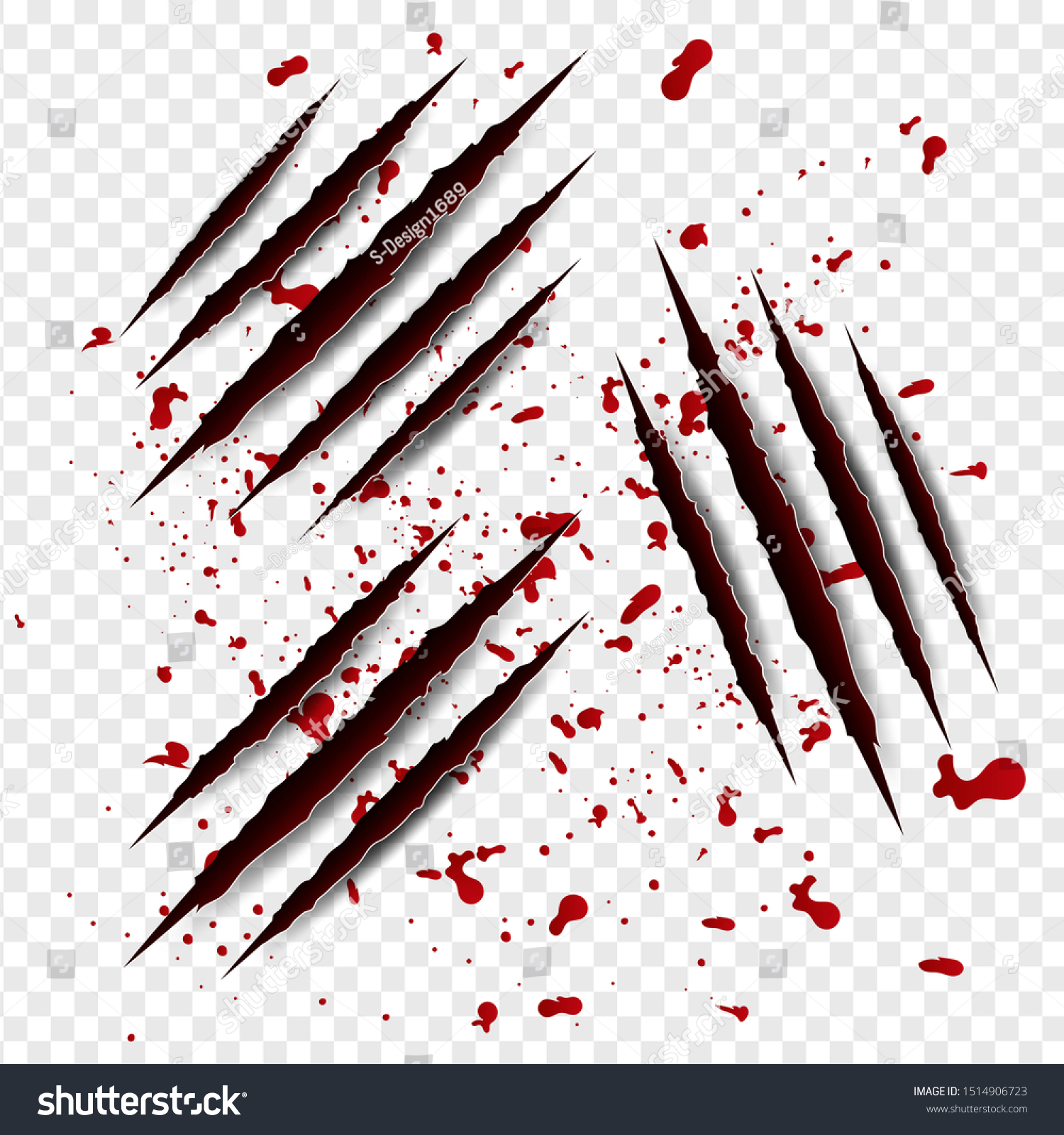 Set Illustration Claws Scratches Red Blood Stock Vector (Royalty Free ...