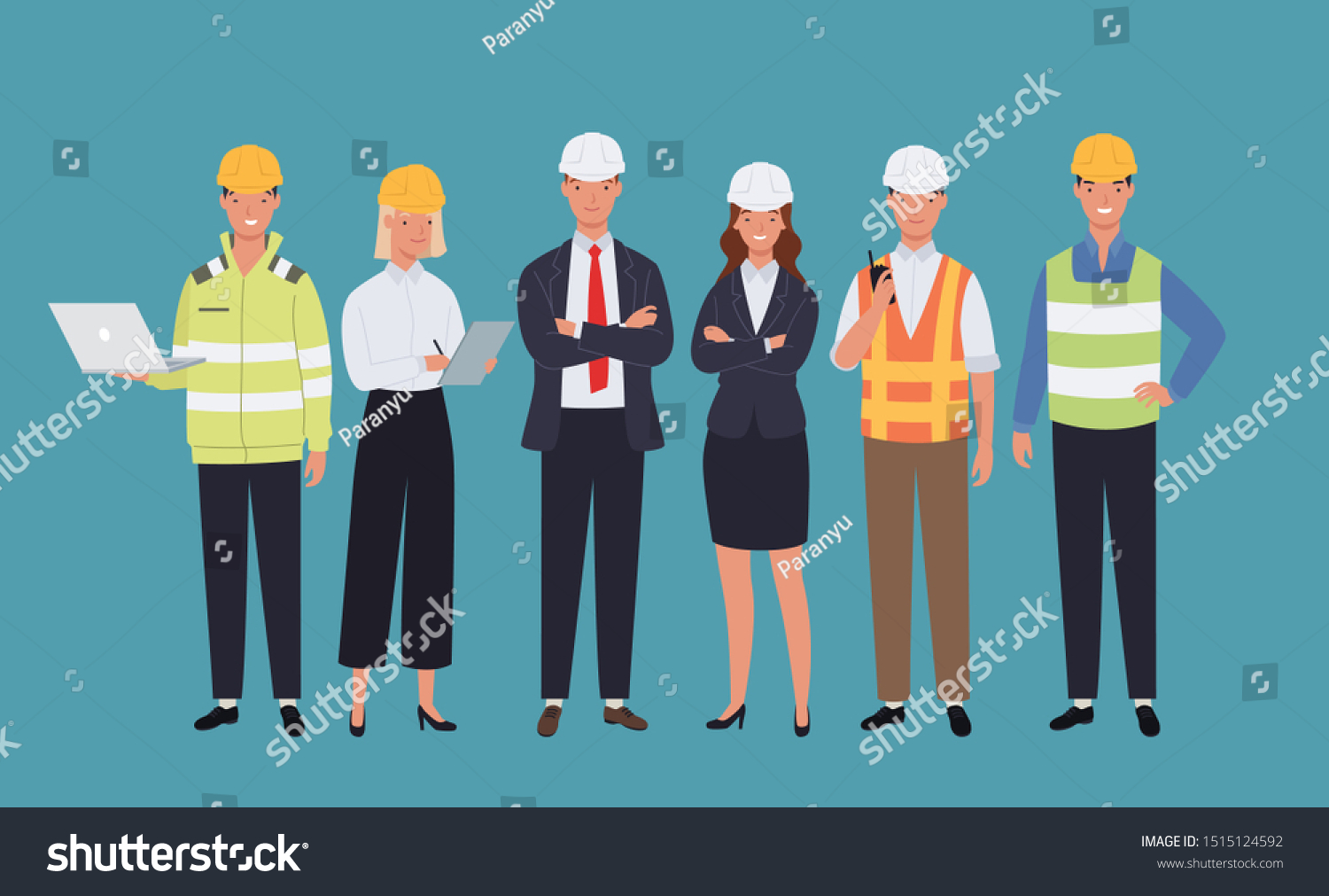 Engineer Mechanics Technician People Worker Teamwork Stock Vector ...