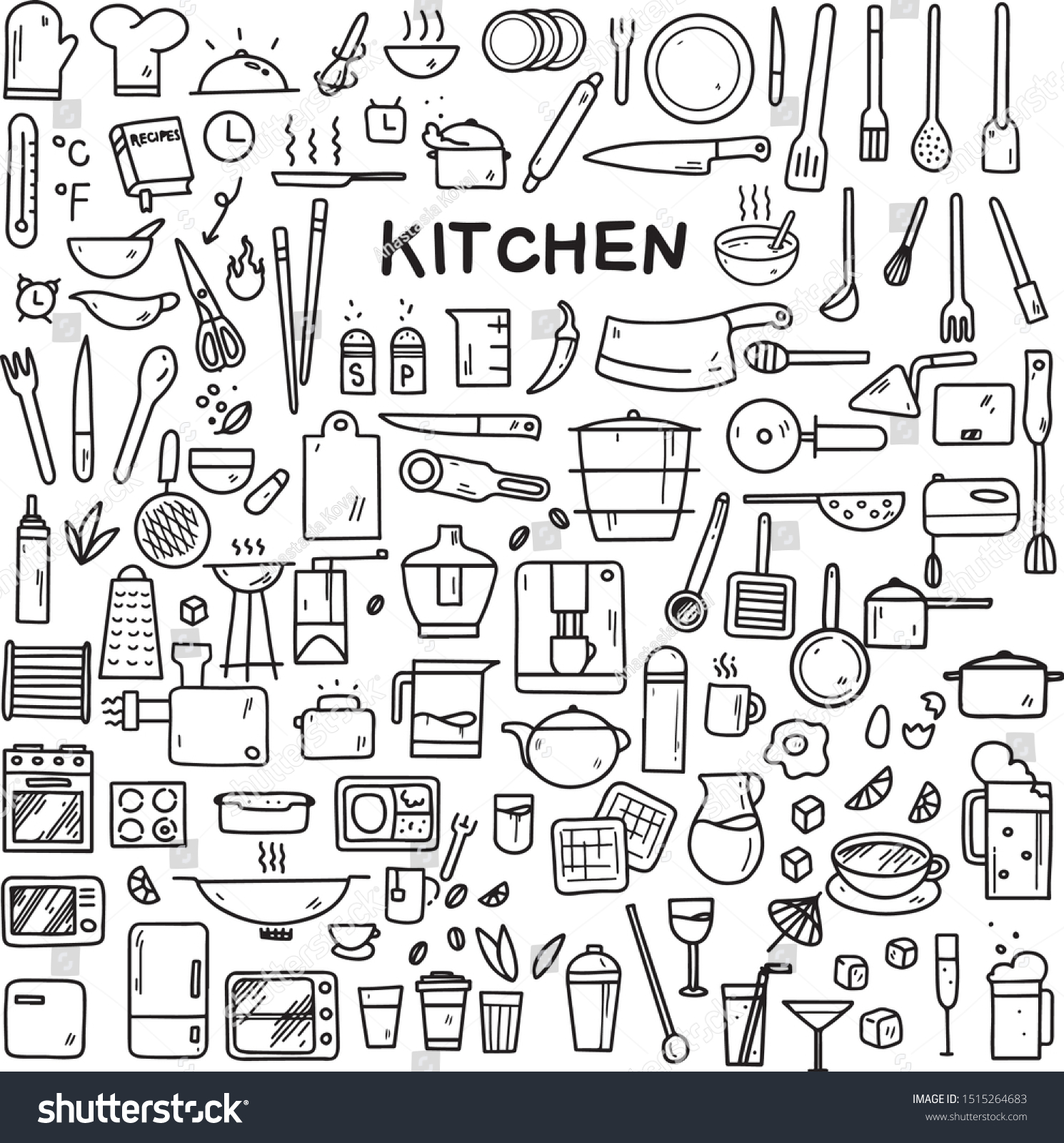 Kitchen Icons Set Vector On White Stock Vector (Royalty Free ...