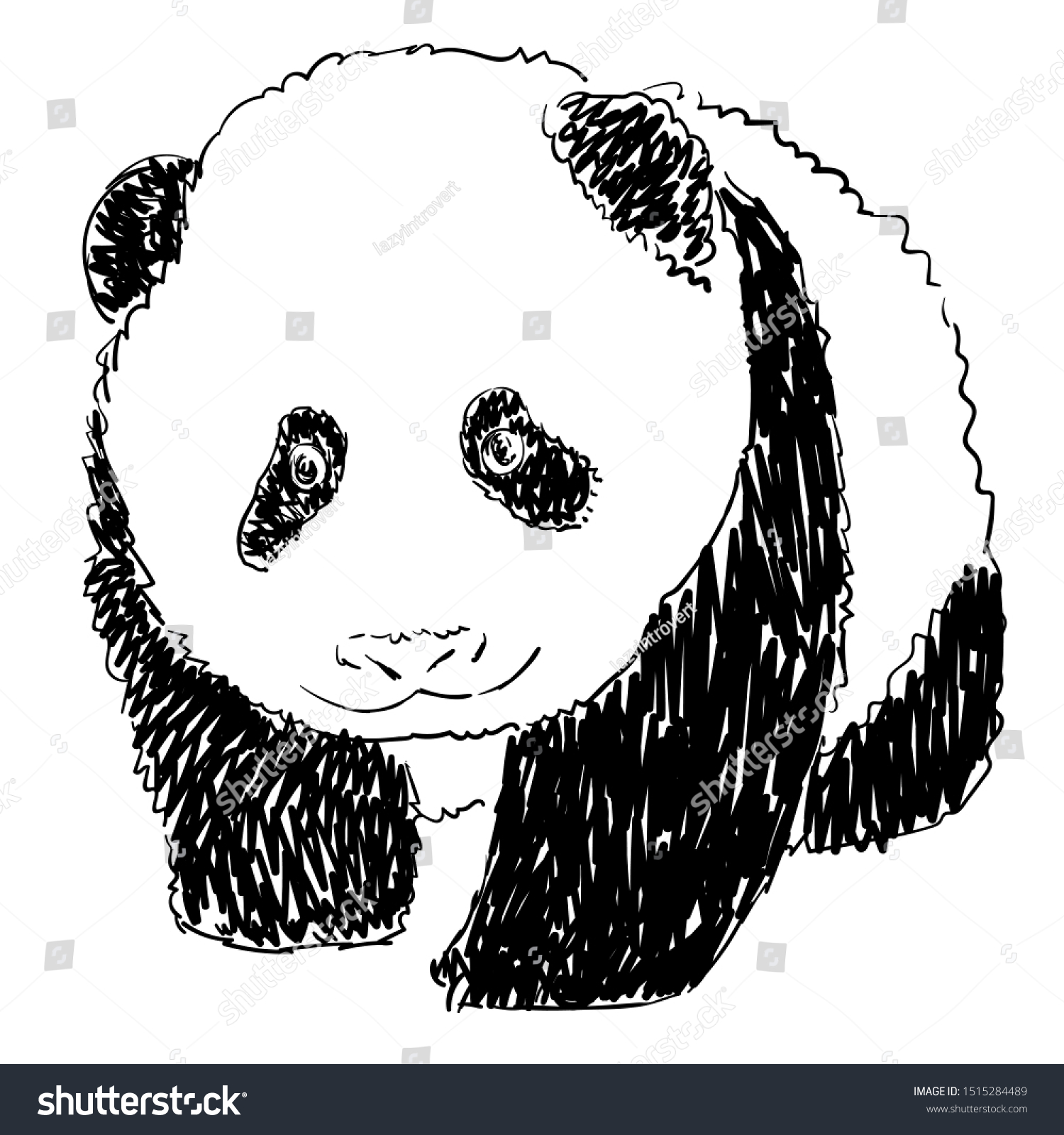 Panda Drawing Black White Hand Drawing Stock Vector (Royalty Free ...