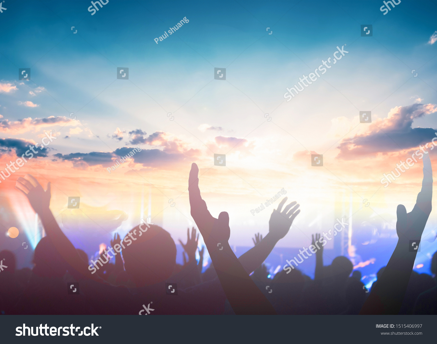 Worship Praise Concept Christian People Hand Stock Photo 1515406997 ...