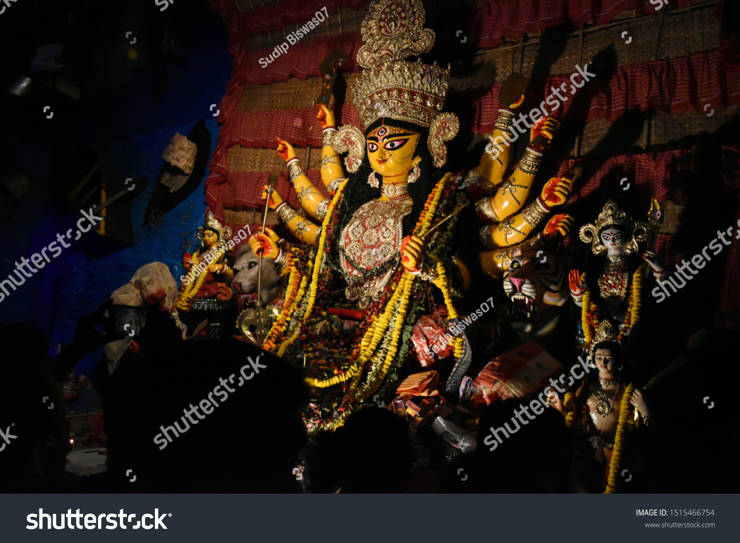 Goddess Durga Idol Decorated Durga Puja Stock Photo 1515466754 ...