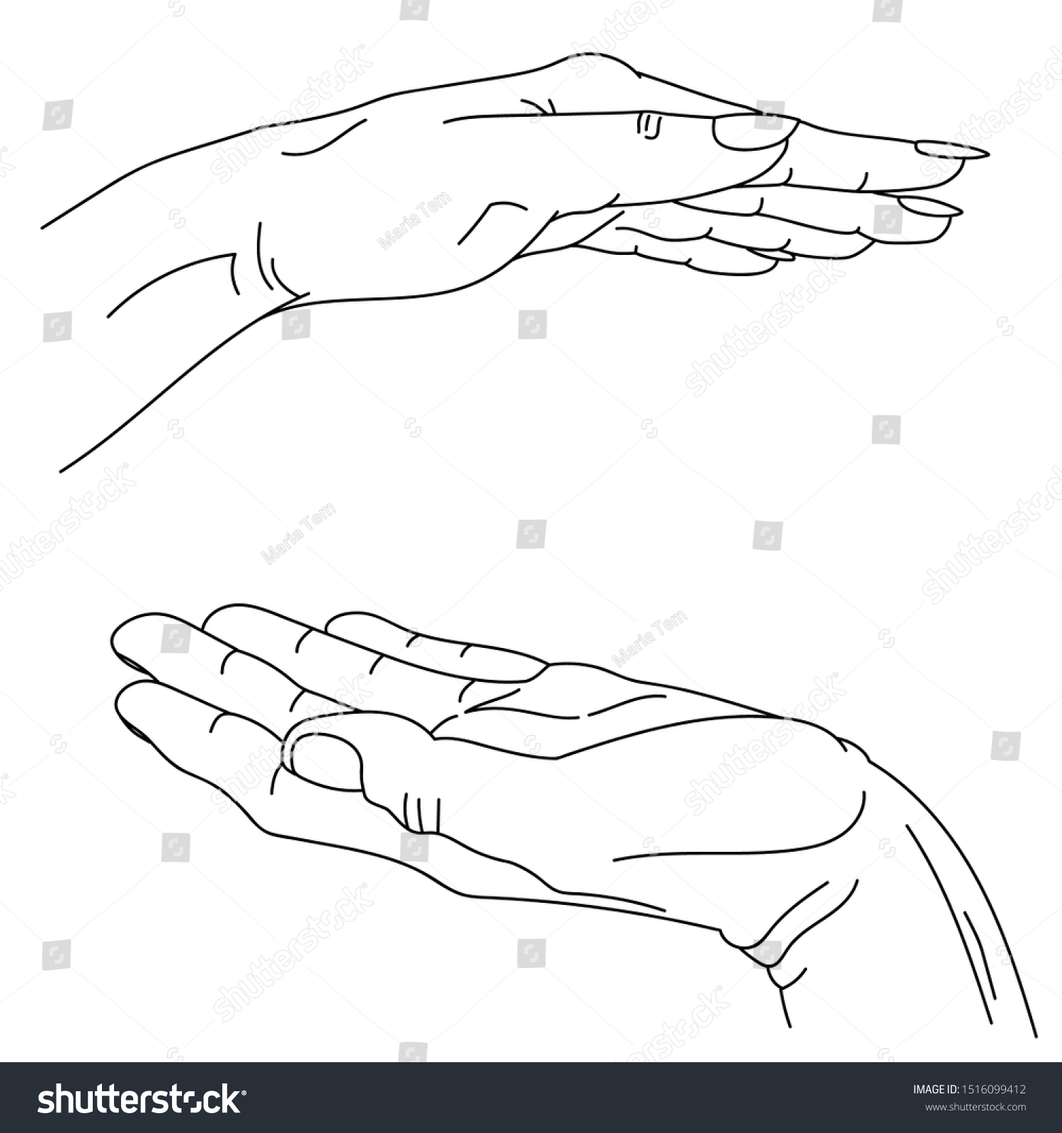 Male Female Hand Vector Lineart Graphics Stock Vector (Royalty Free ...