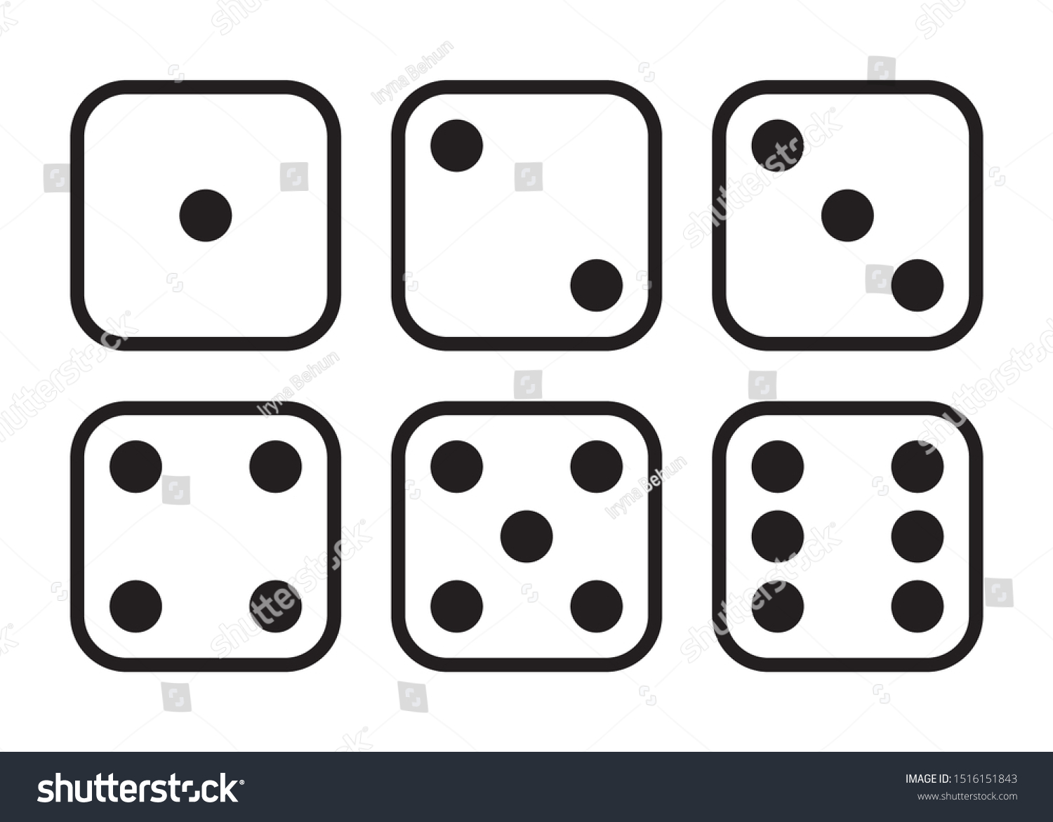 Dice Black White Flat Illustration Outline Stock Vector (Royalty Free ...