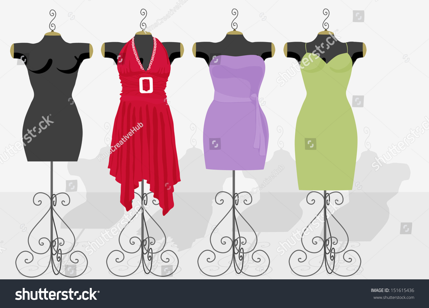 Ornate Fashion Mannequins Dresses One Out Stock Vector (Royalty Free ...