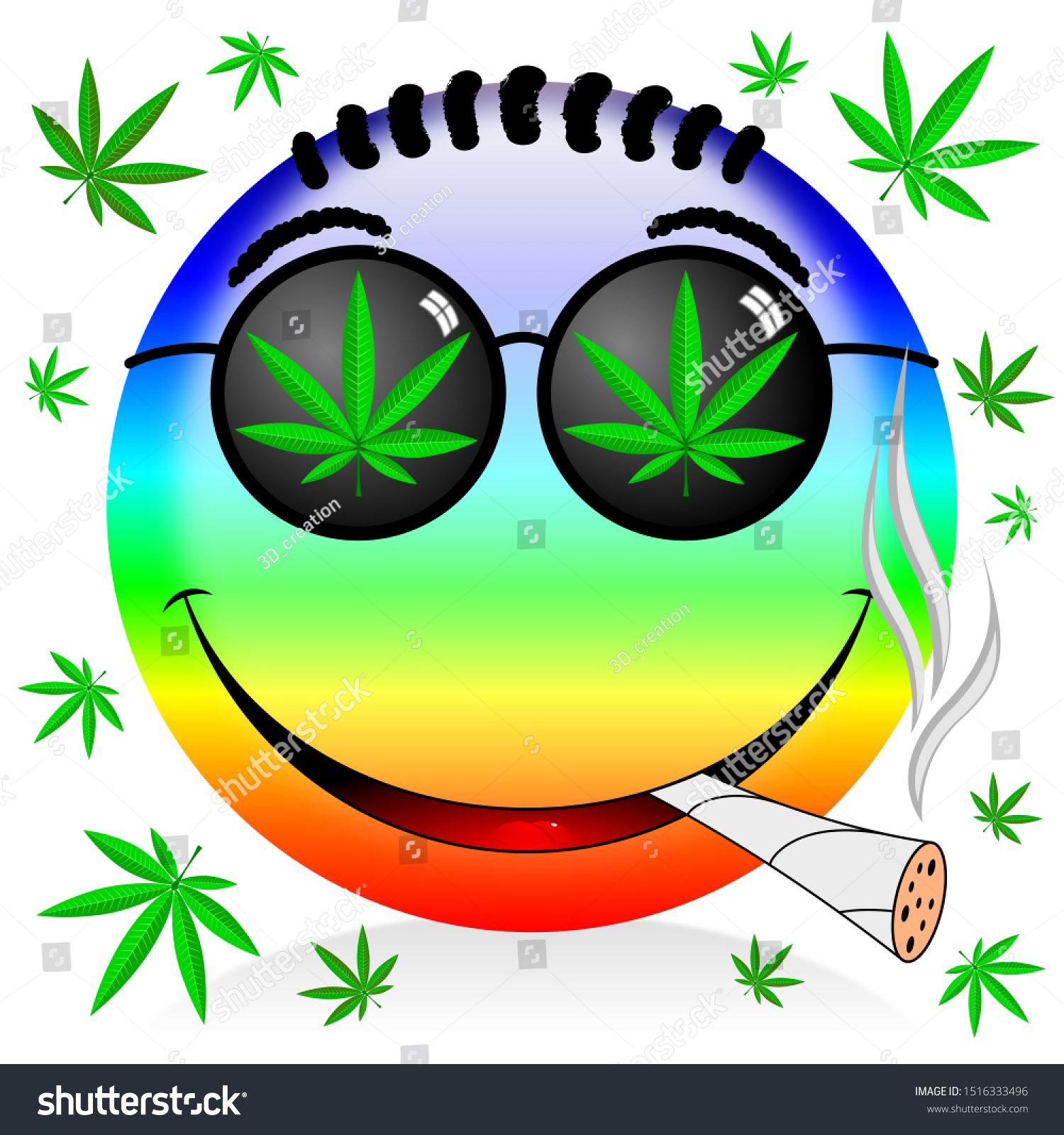 Emoji Smoking Marijuana Colorful Cartoon Illustration Stock ...