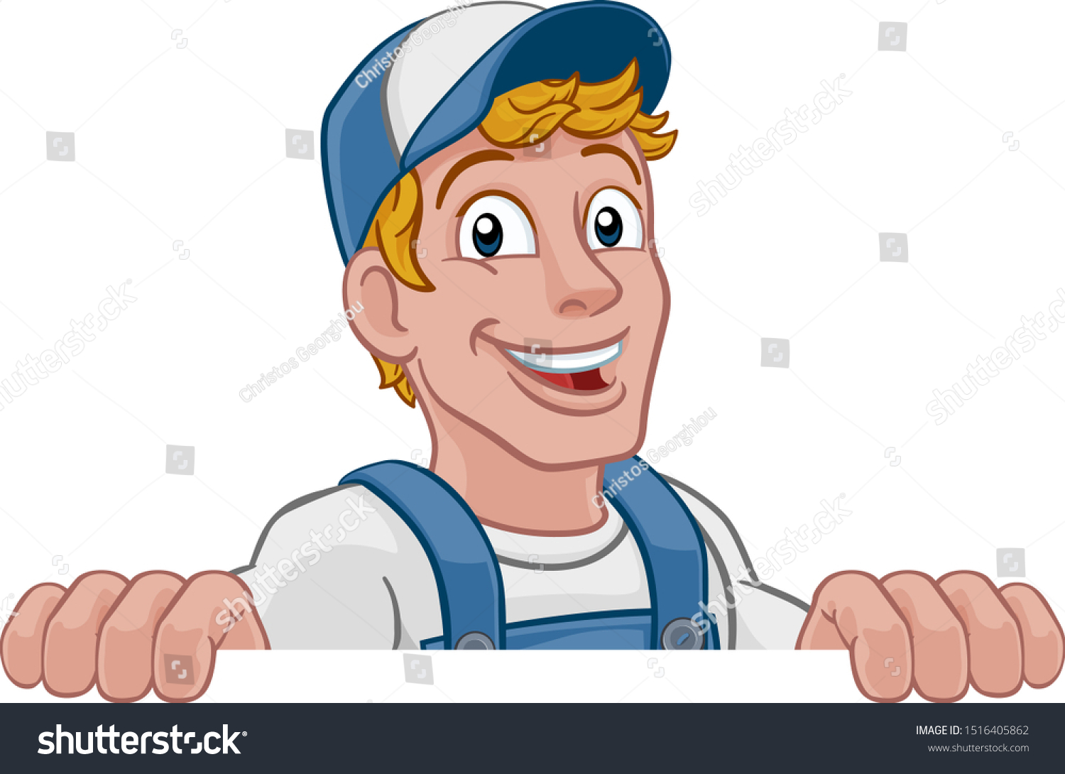 Handyman Cartoon Character Caretaker Construction Man Stock Vector ...