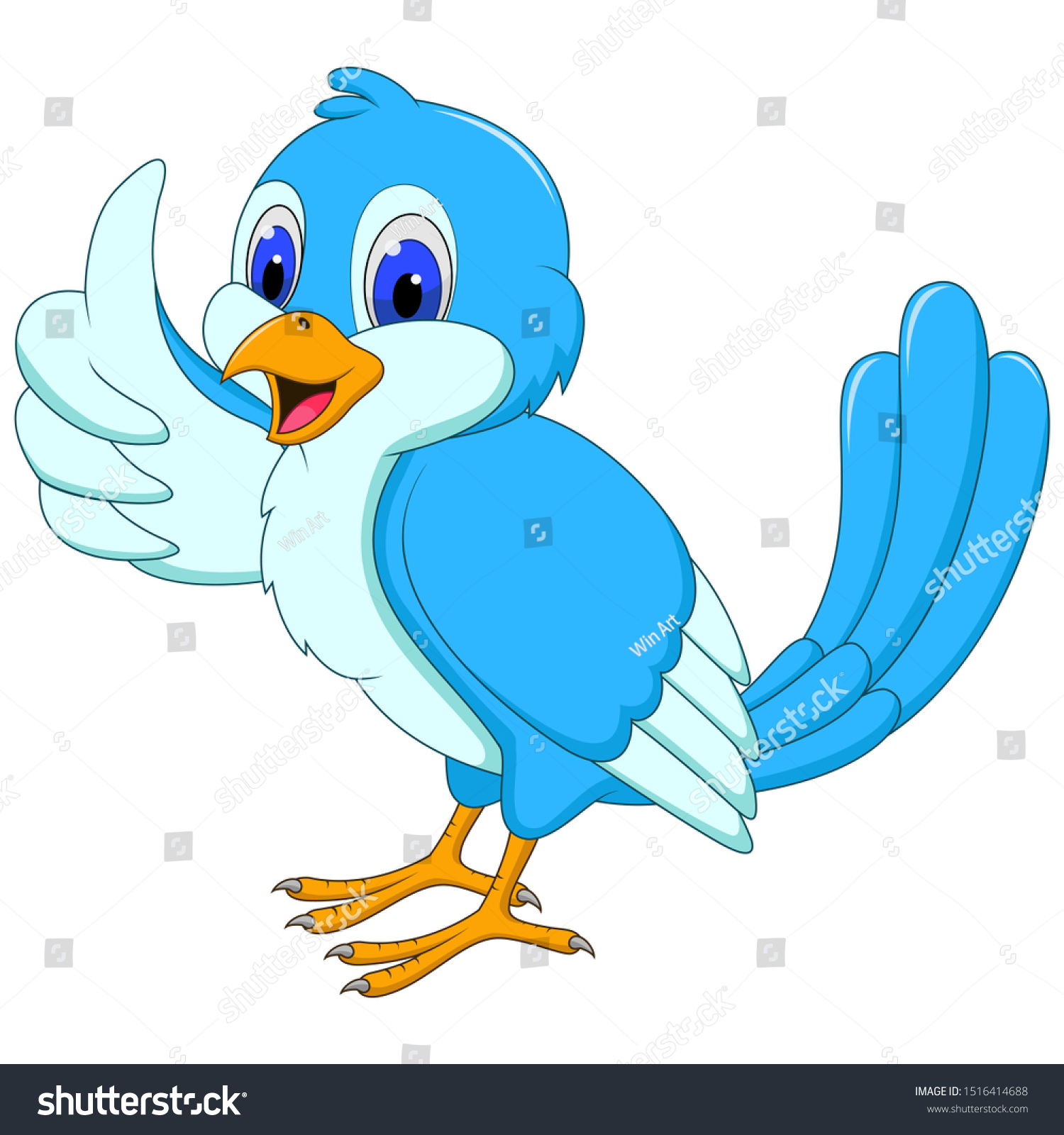 Cute Blue Bird Cartoon Giving Thumbs Stock Illustration 1516414688 ...