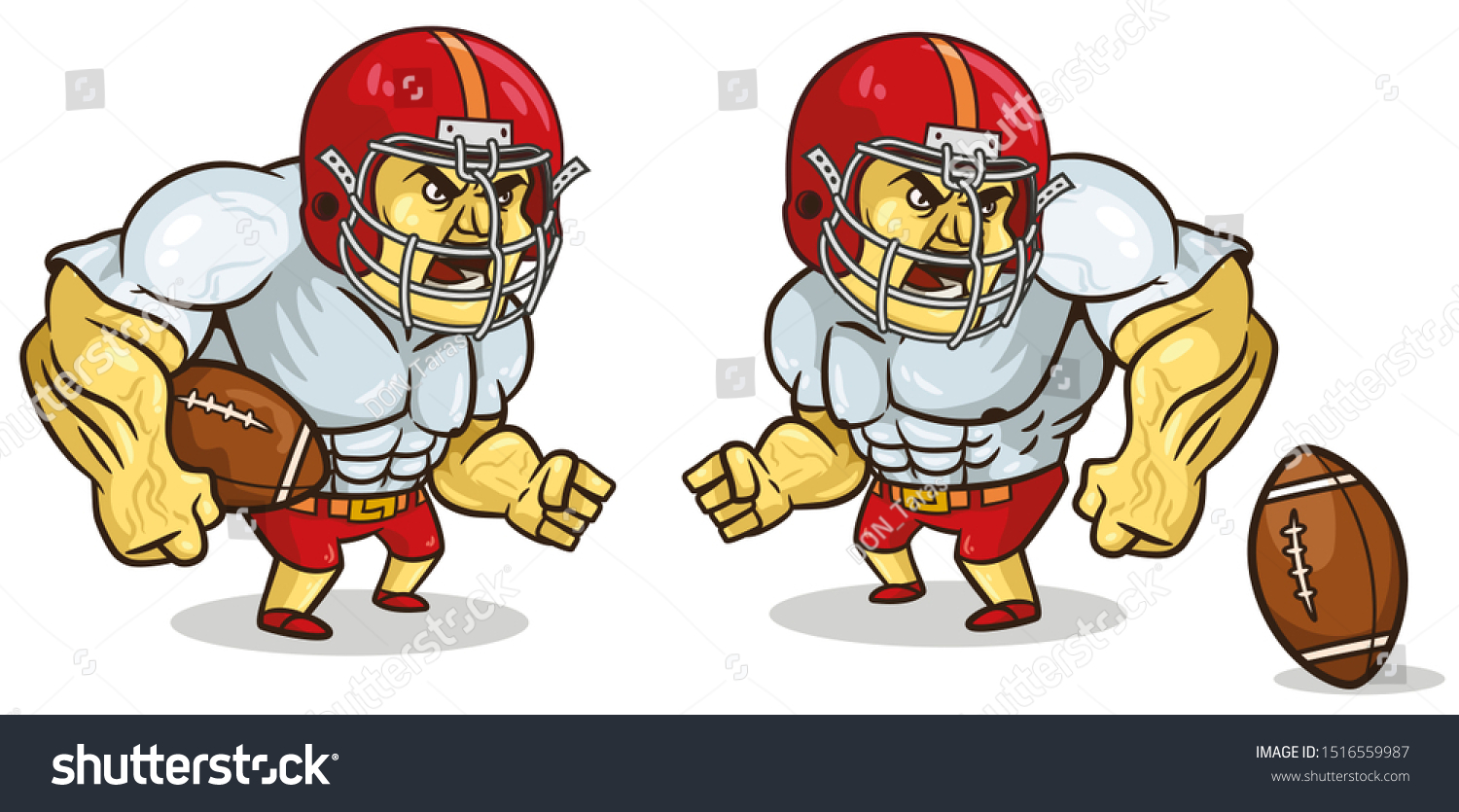 Two Cartoon Football Players Footballs Stock Vector (Royalty Free ...