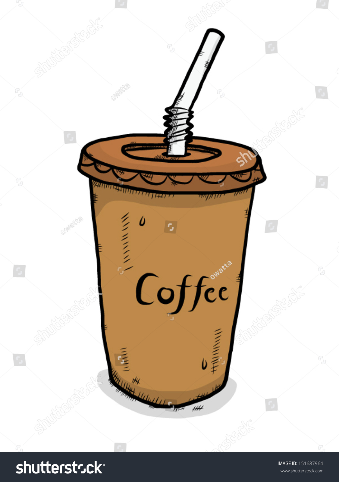 Кофе с трубочкой нарисовать