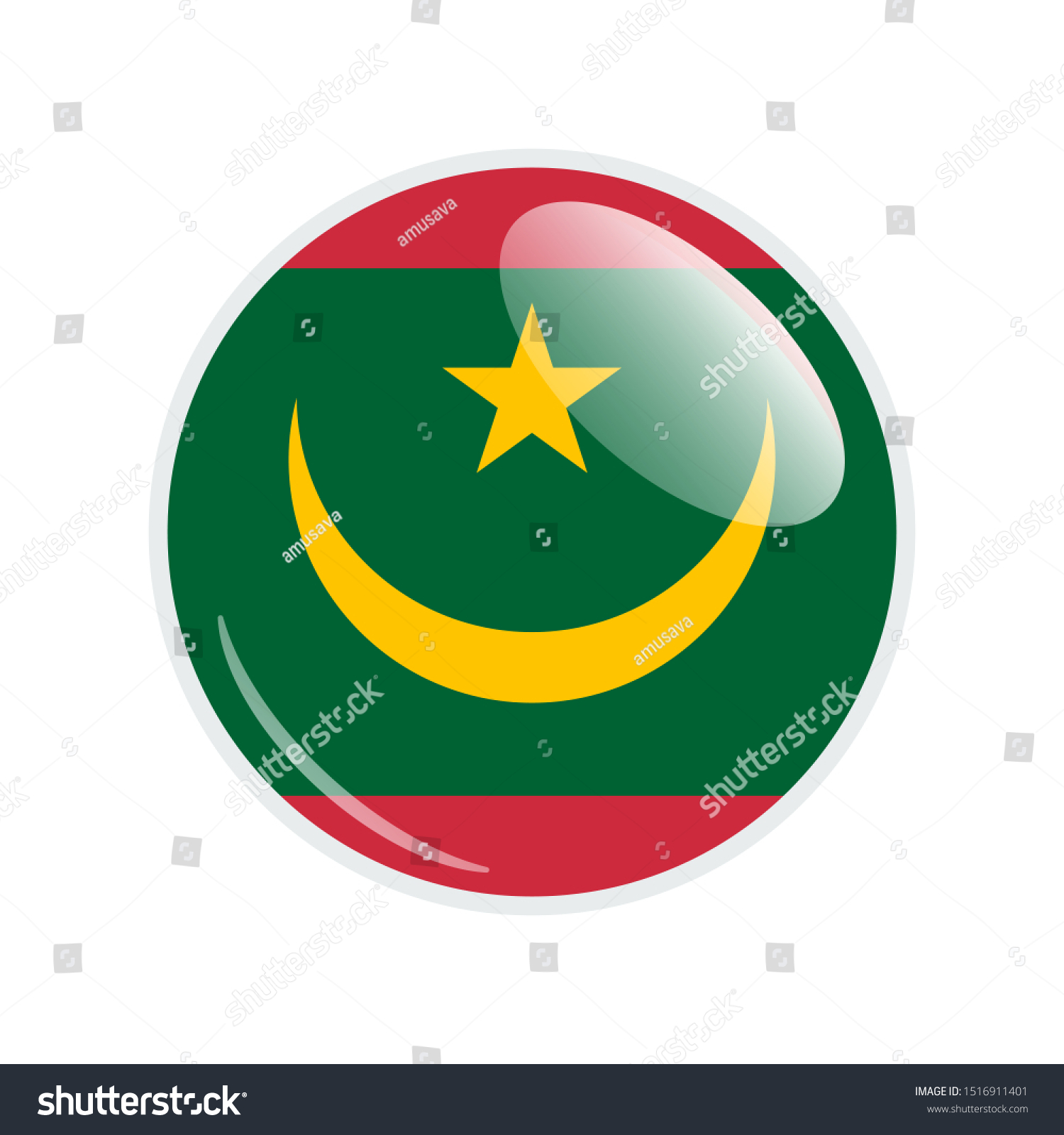 Flag Illustration Within Circle Country Mauritania Stock Vector ...