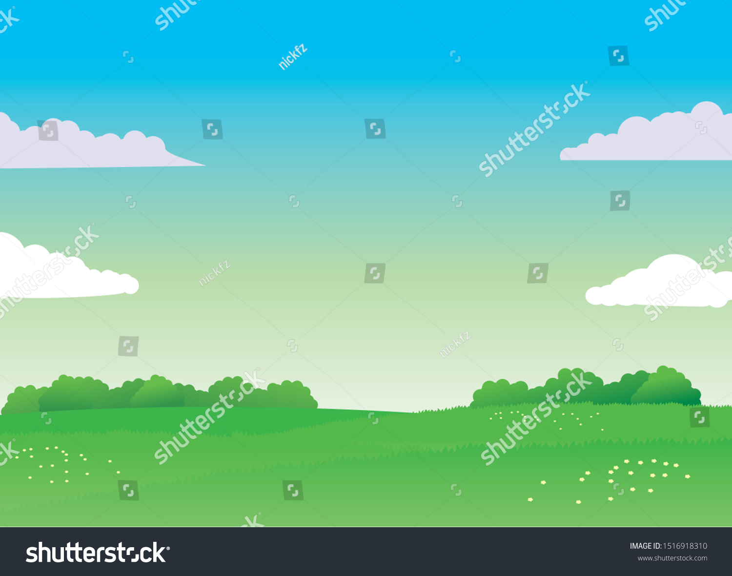 Nature Landscape Vector Illustration Green Field Stock Vector (Royalty ...