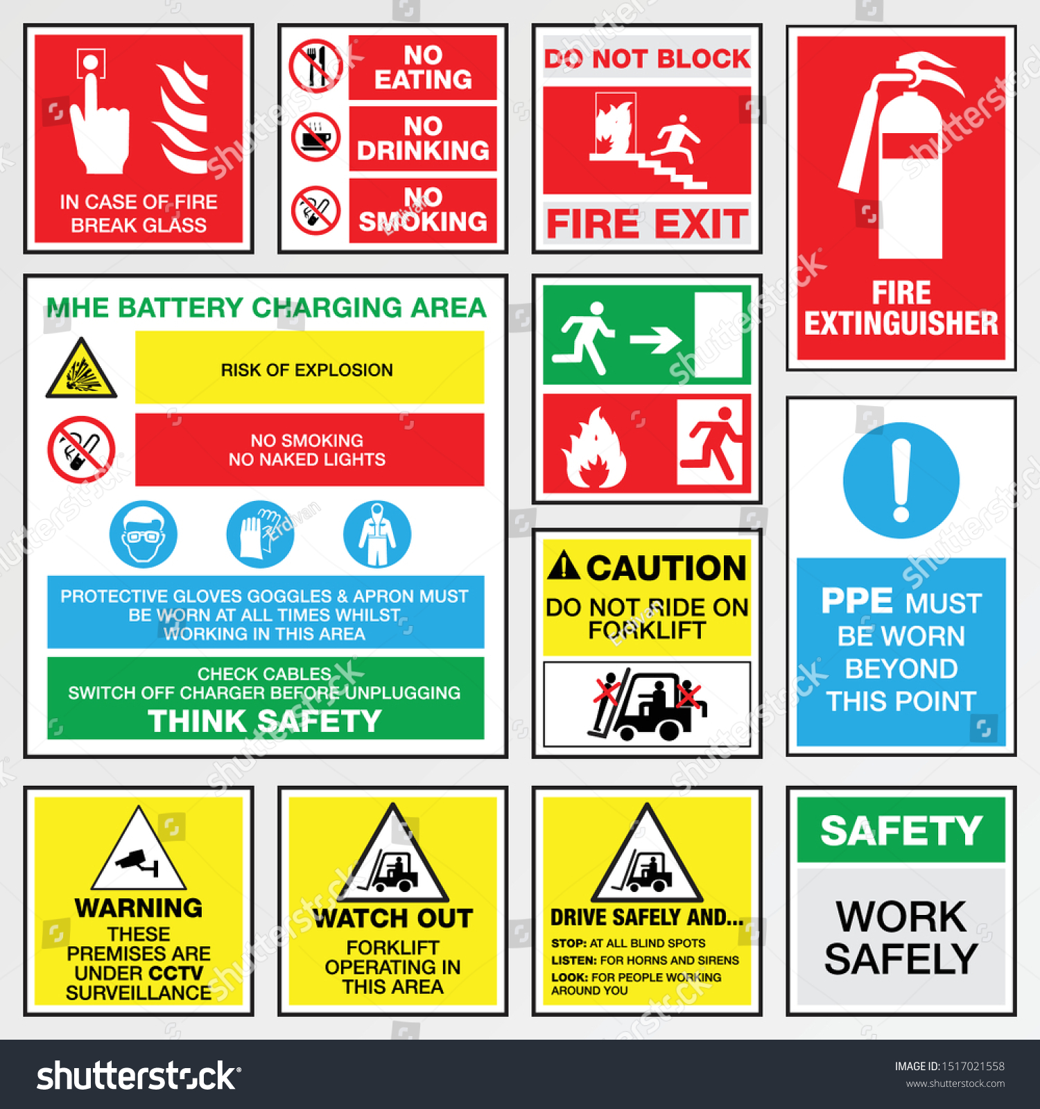 Set Safety Signs Vector Stock Vector (Royalty Free) 1517021558 ...