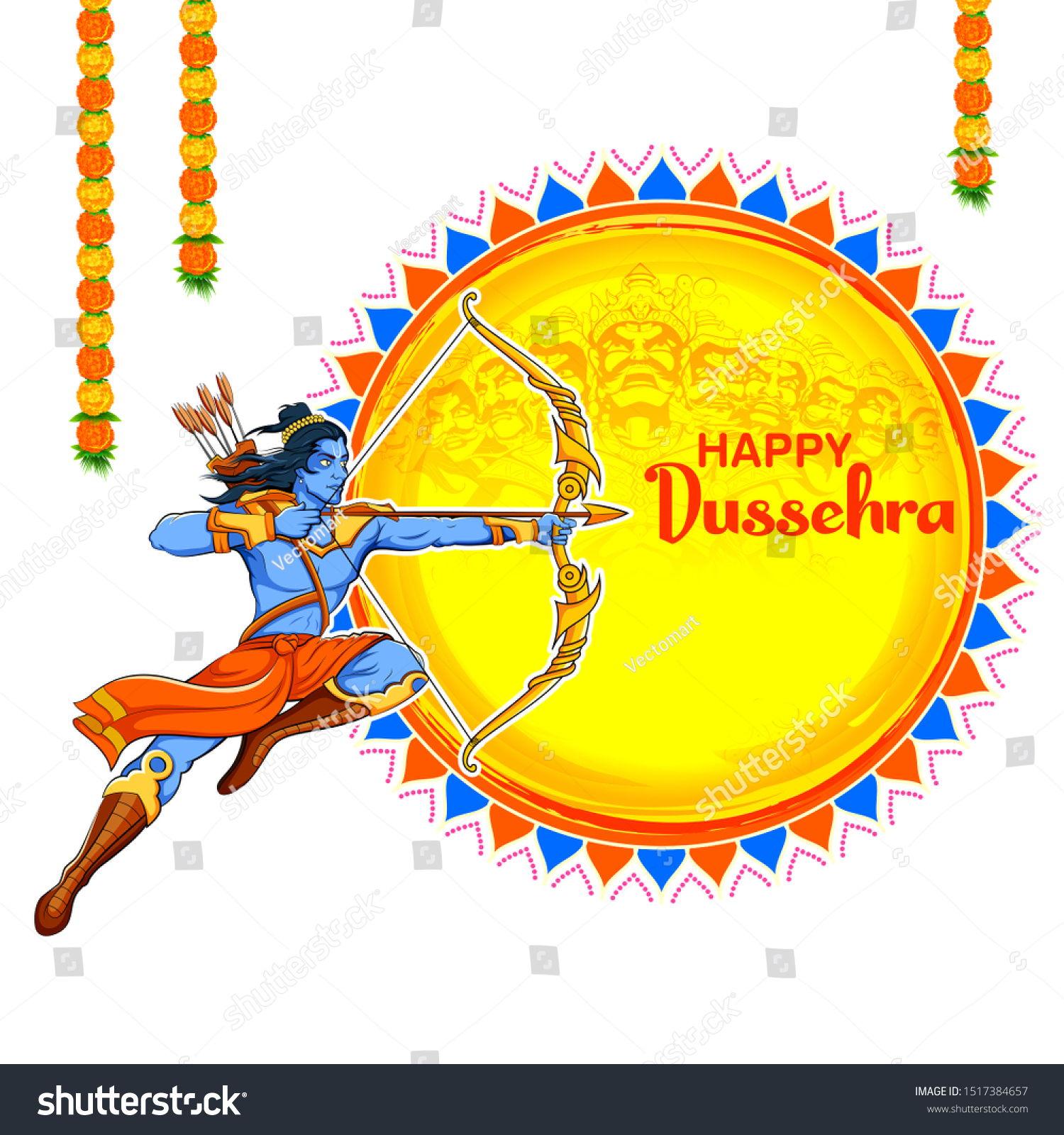 Illustration Lord Rama Killing Ravana Dussehra Stock Vector (Royalty ...