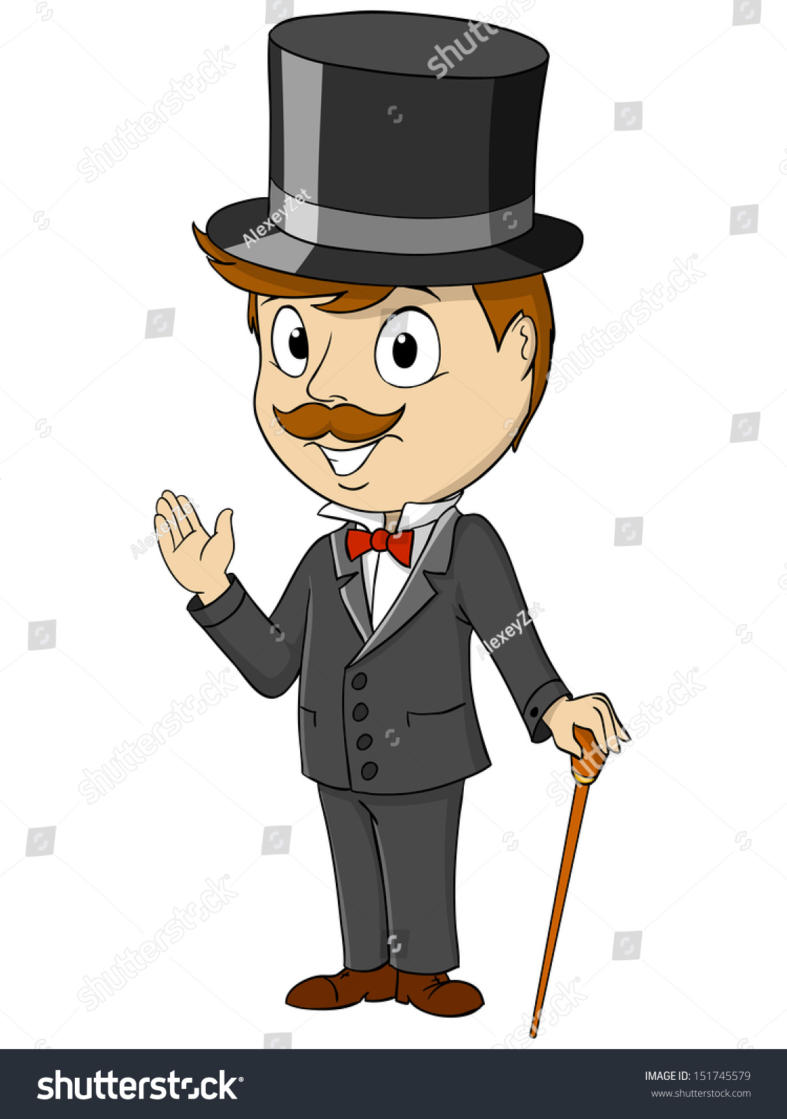 Cartoon Smiling Happy Gentleman Stick Vector Stock Vector (Royalty Free ...