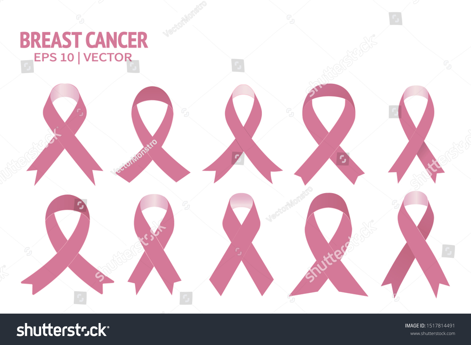 Breast Cancer Pink Ribbon Set Woman Stock Vector Royalty Free 1517814491 Shutterstock 