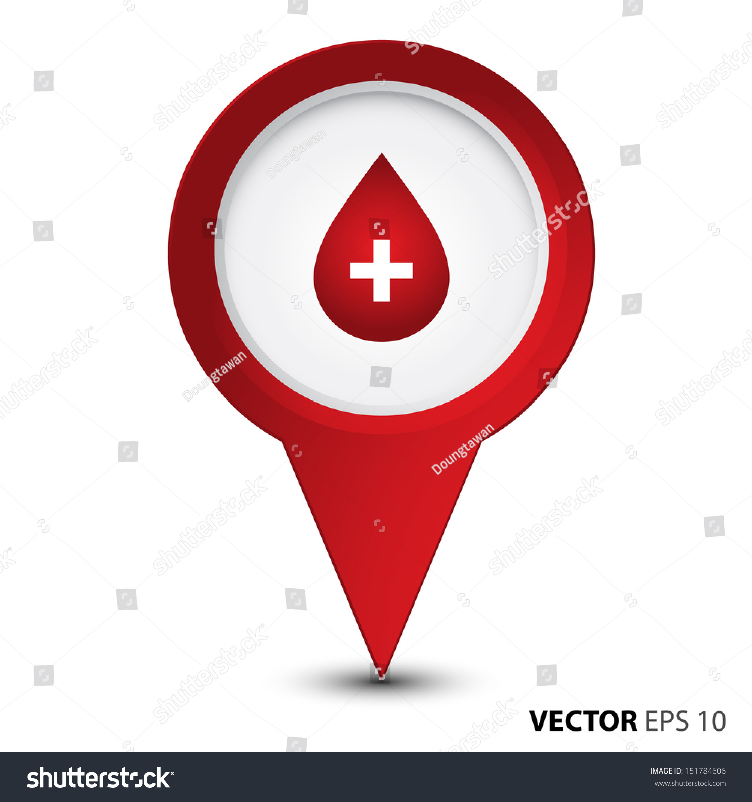 Map Pointer Blood Drop Cross Sign Stock Vector (Royalty Free) 151784606 ...