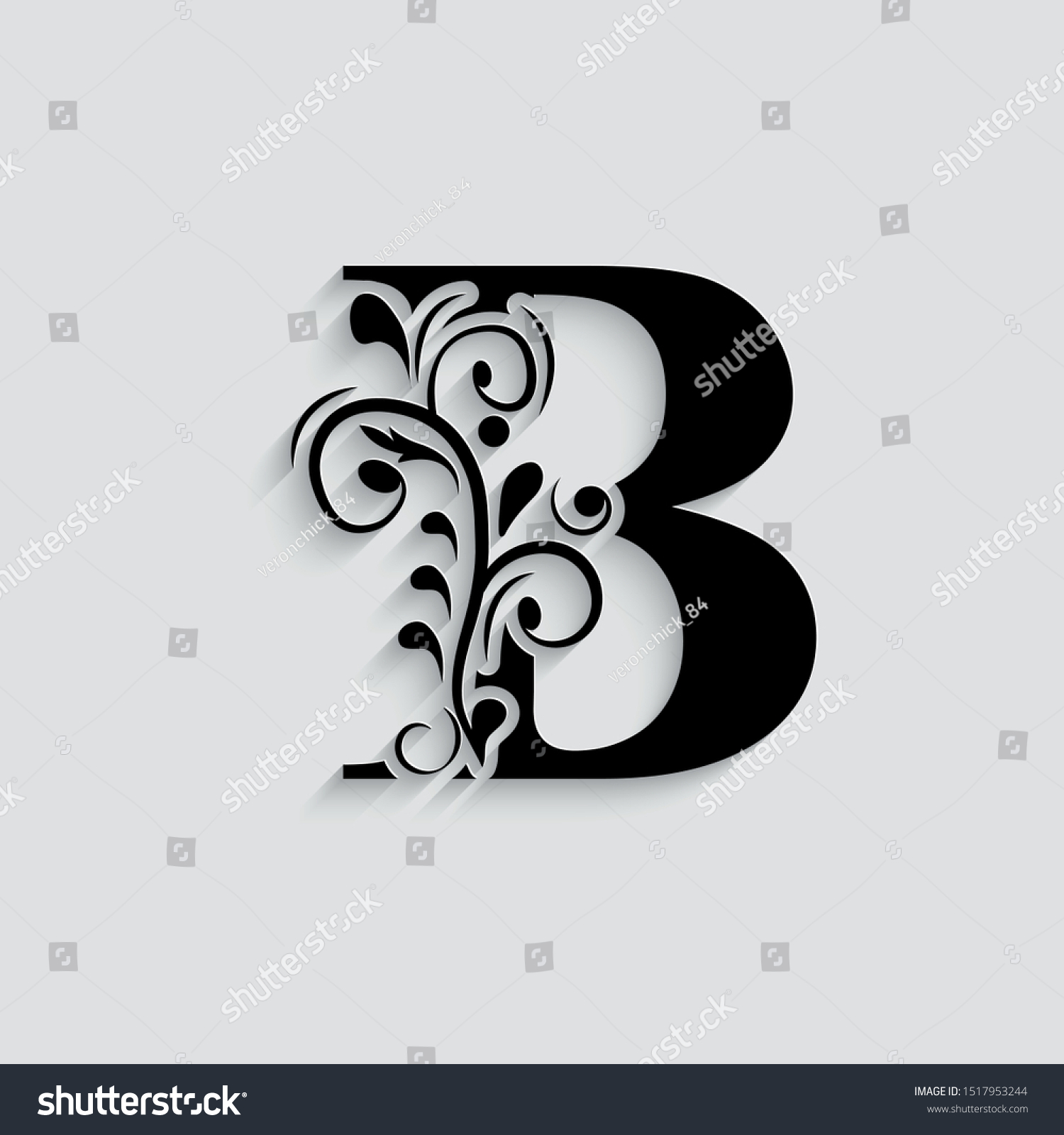 Letter B Black Flower Alphabet Beautiful Stock Vector (Royalty Free ...