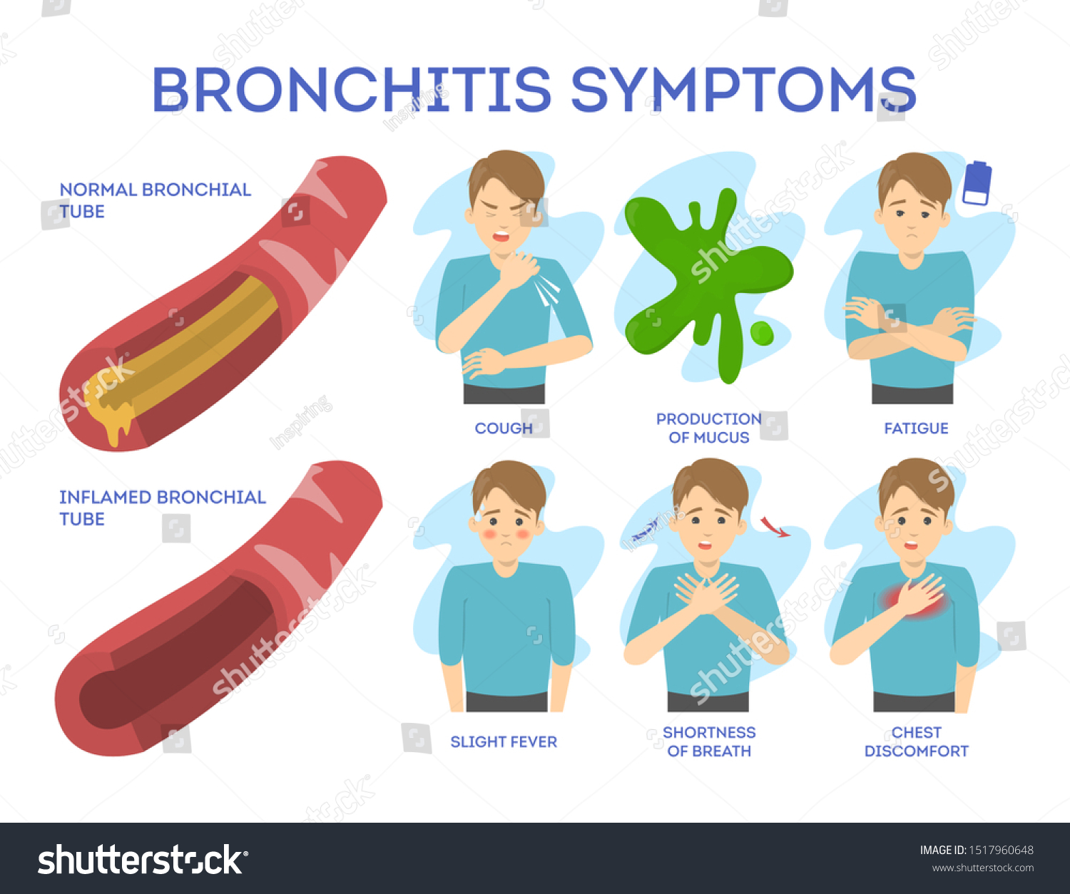 Bronchitis Symptoms Set Chronic Disease Chest Stock Vector (Royalty ...