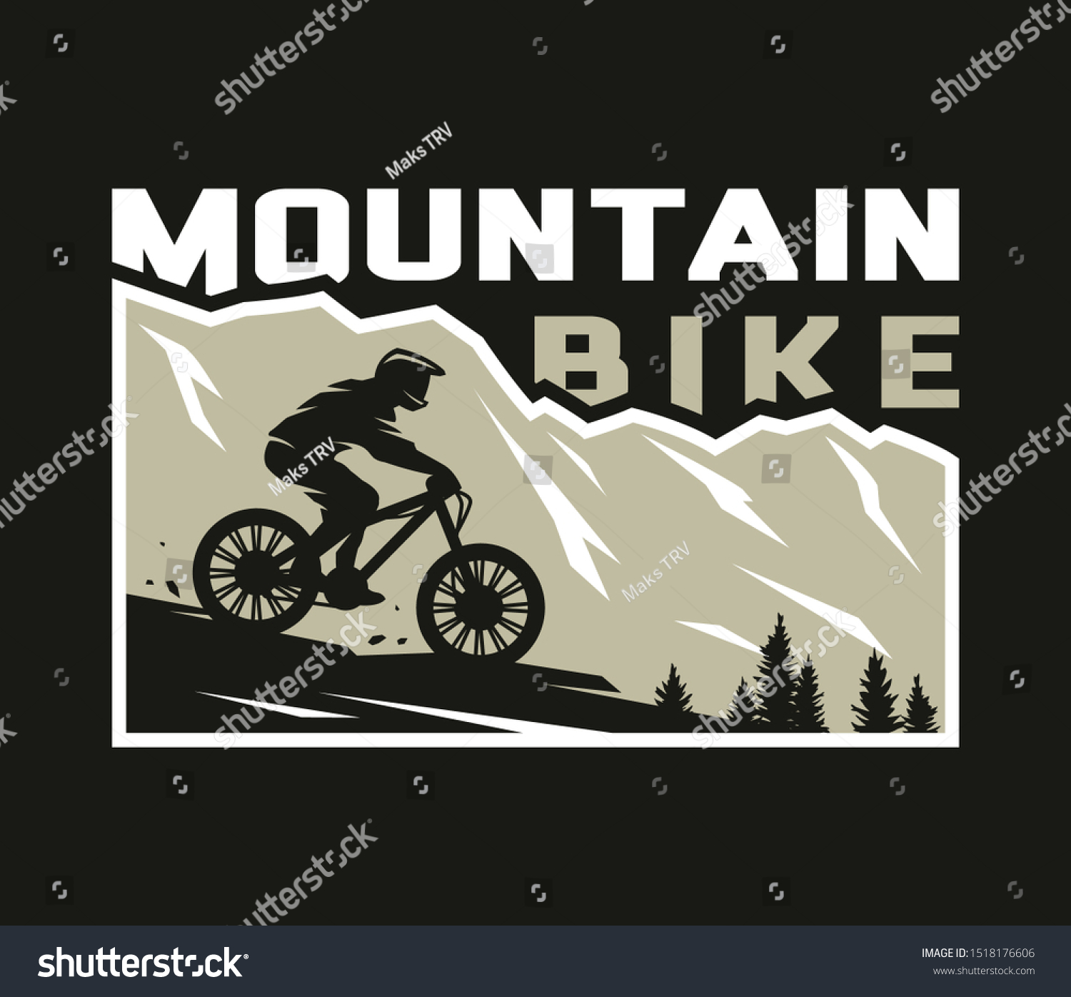 Mountain Bike Silhouette Cyclist On Background Stock Vector (Royalty ...