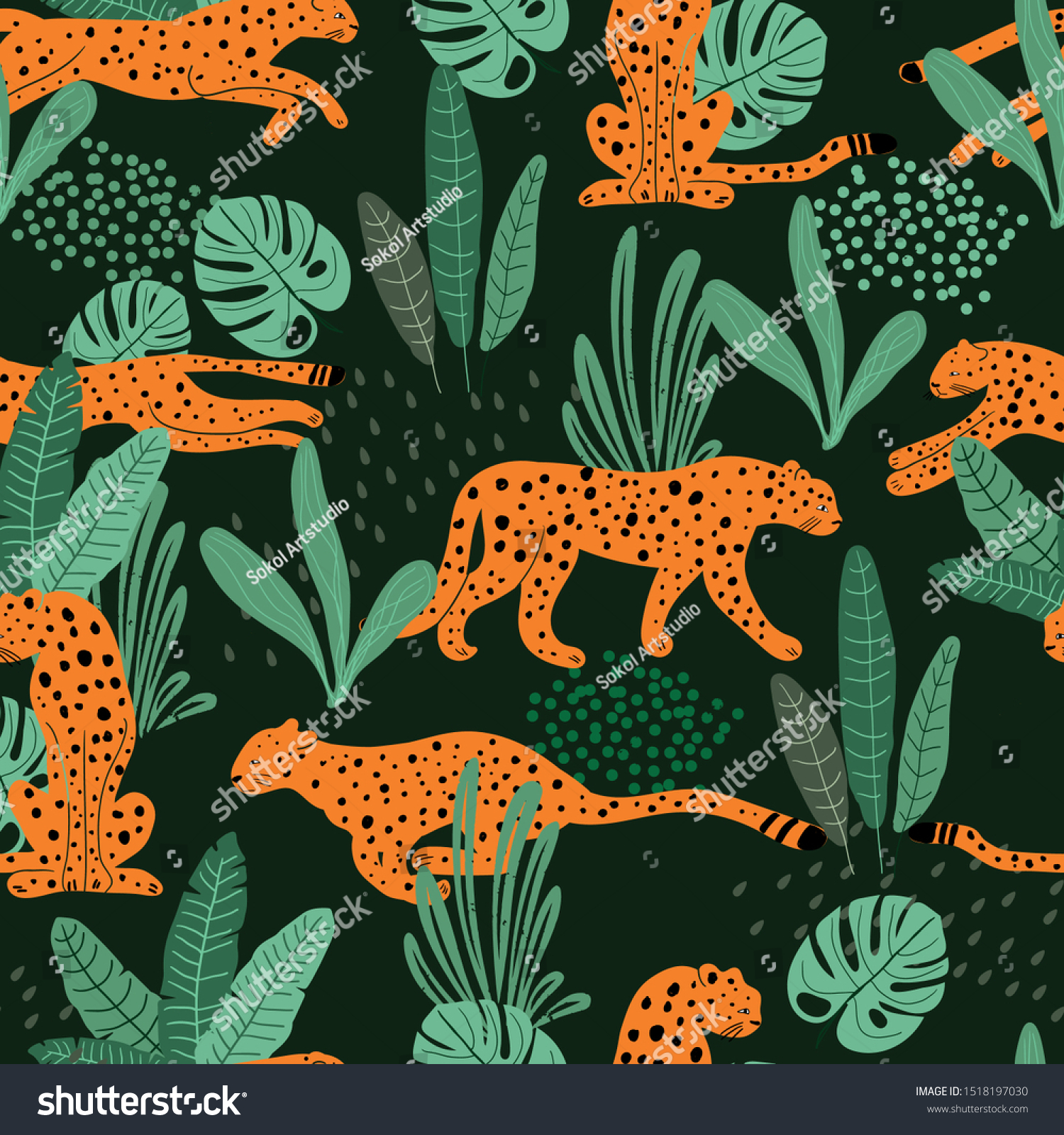 Cheetah Seamless Pattern Tropical Exotic Summer Stock Vector (Royalty ...