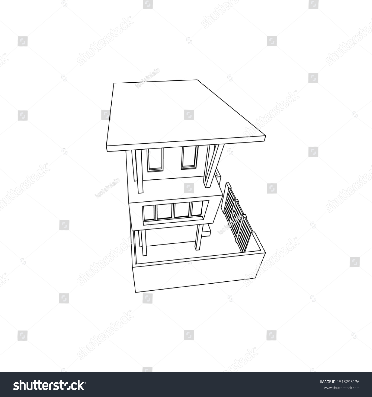 Asymmetric Architectural Building Concept Isolated Line Stock Vector ...