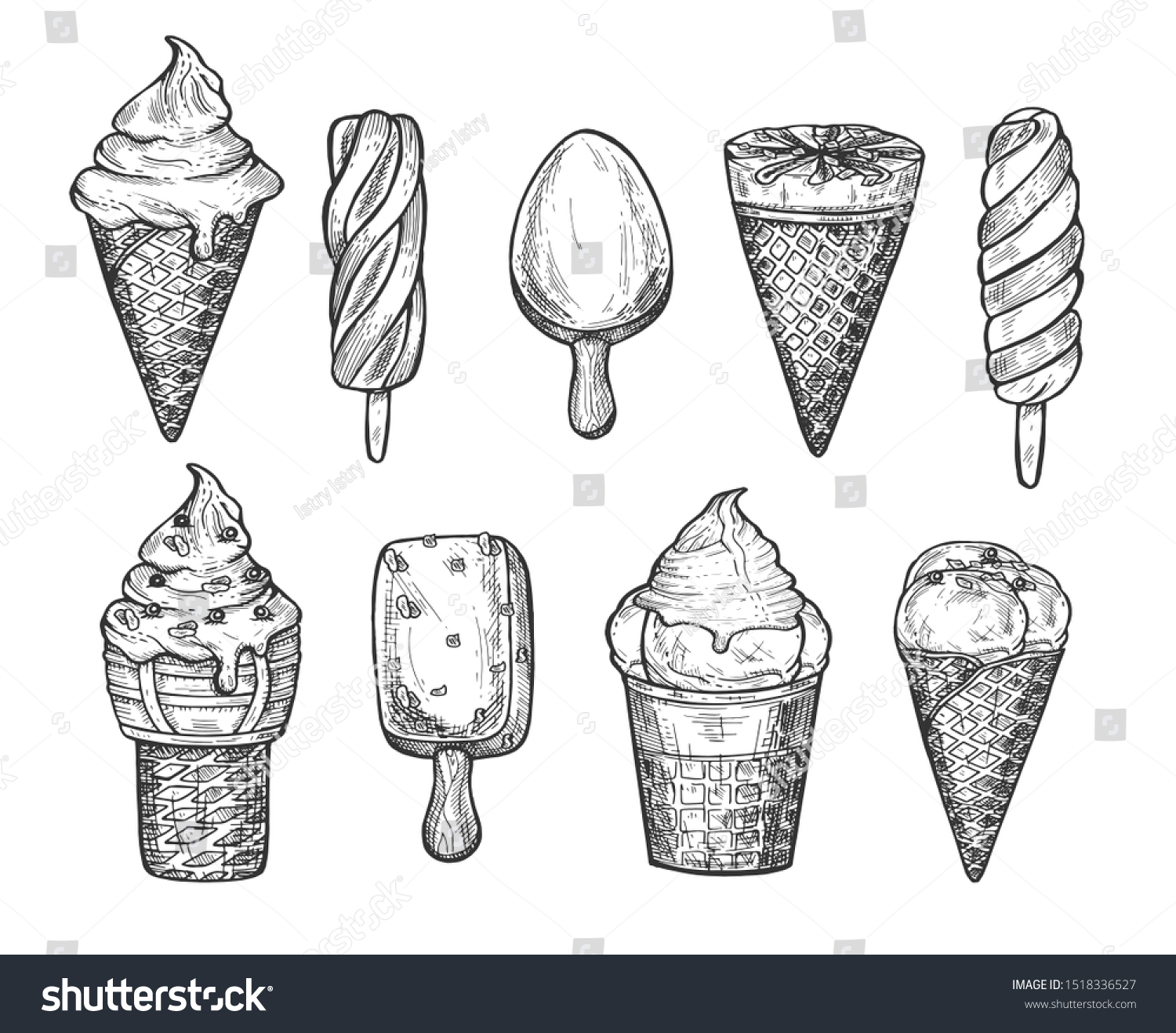 Illustration Ice Cream Set Different Types Stock Illustration ...