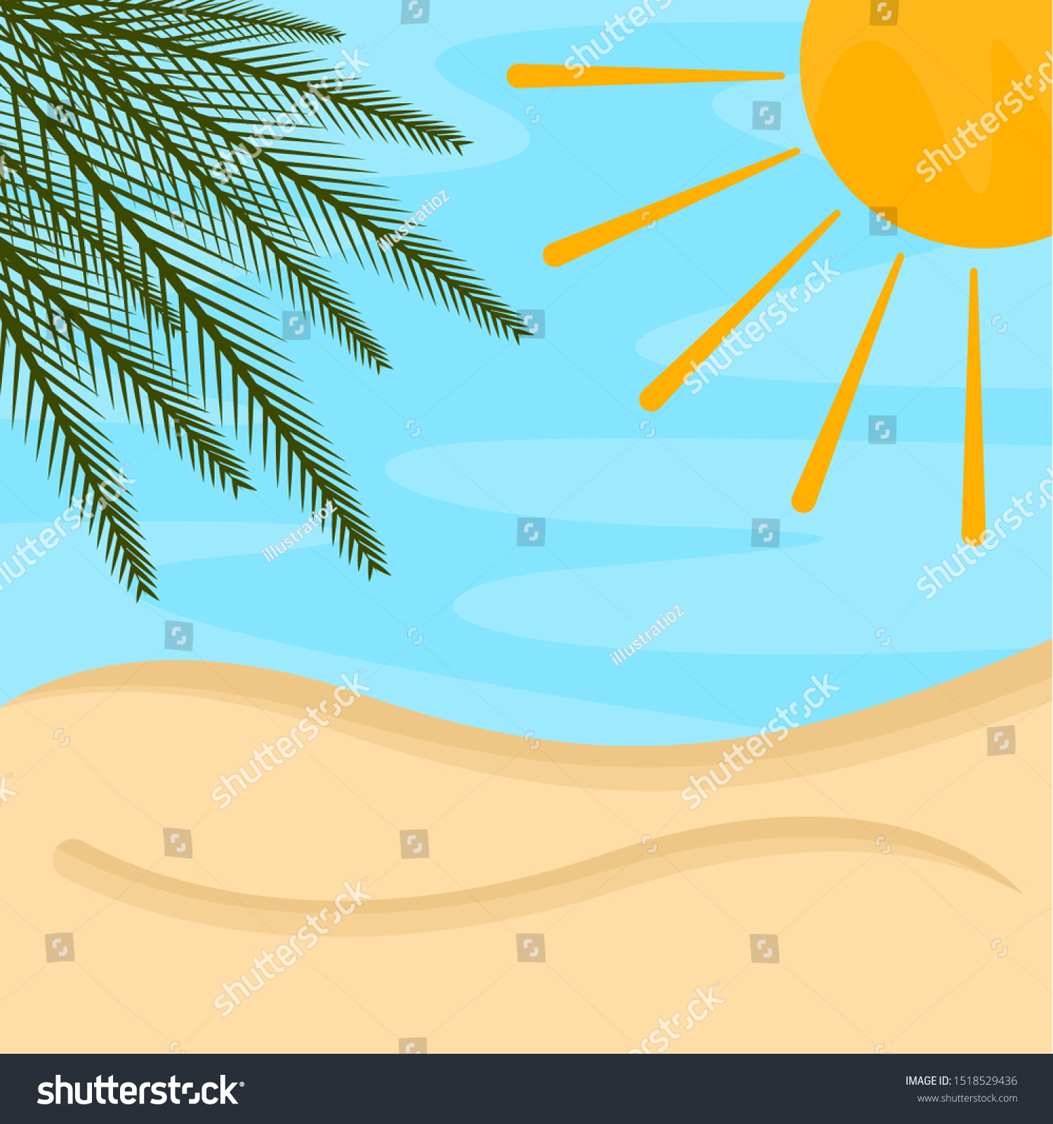 Beach Landscape Sand Sea Vector Illustration Stock Vector Royalty Free