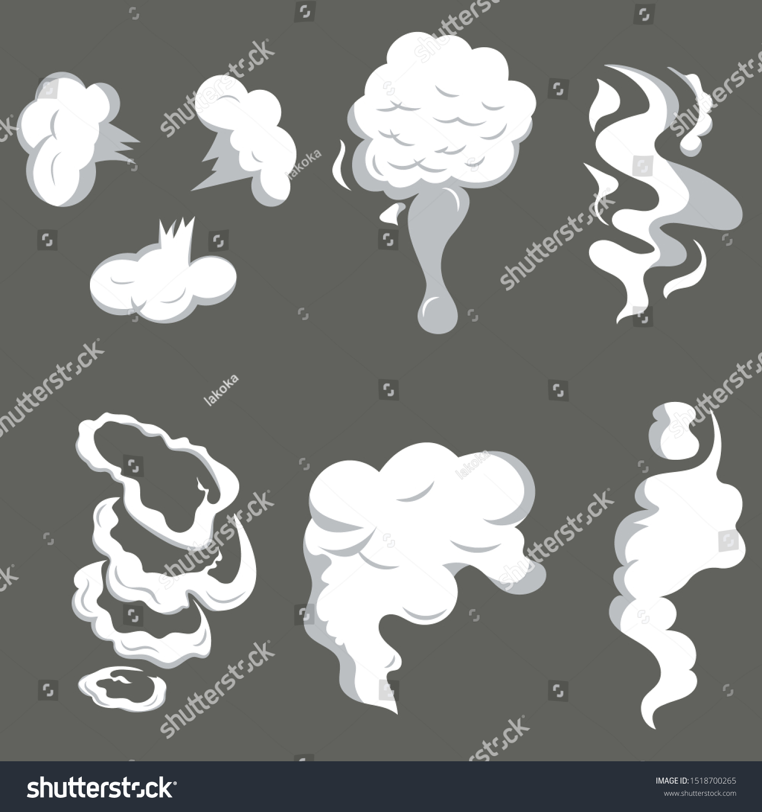 Set Smoke Smog Cartoon Style Explosive Stock Vector (royalty Free 