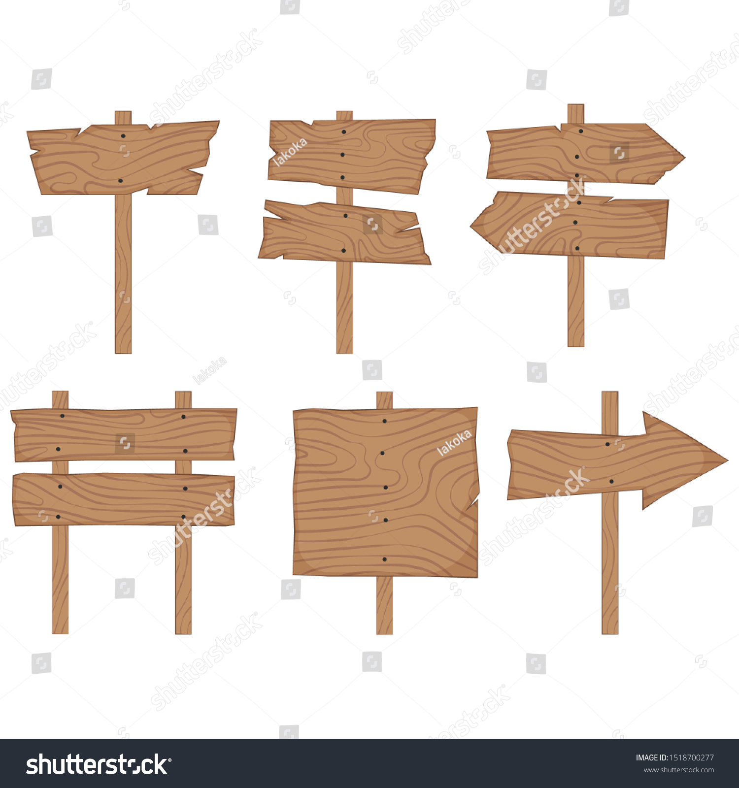 Wooden Cartoon Signs Wooden Pointers Direction Stock Vector (Royalty ...