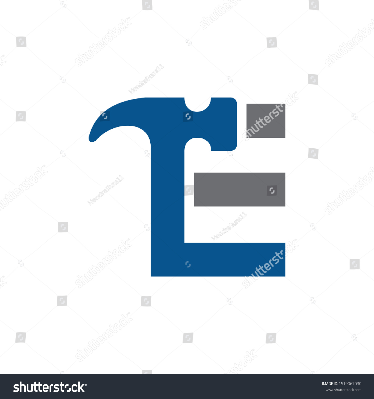 Letter E Hammer Logo Design Renovation Stock Vector (Royalty Free ...