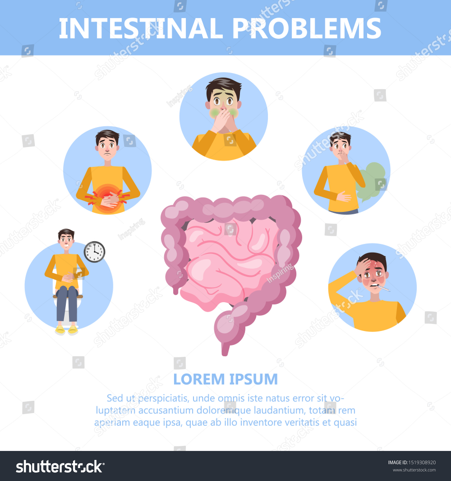 Infographic Intestine Problems Man Digestive Problem Stock Illustration ...