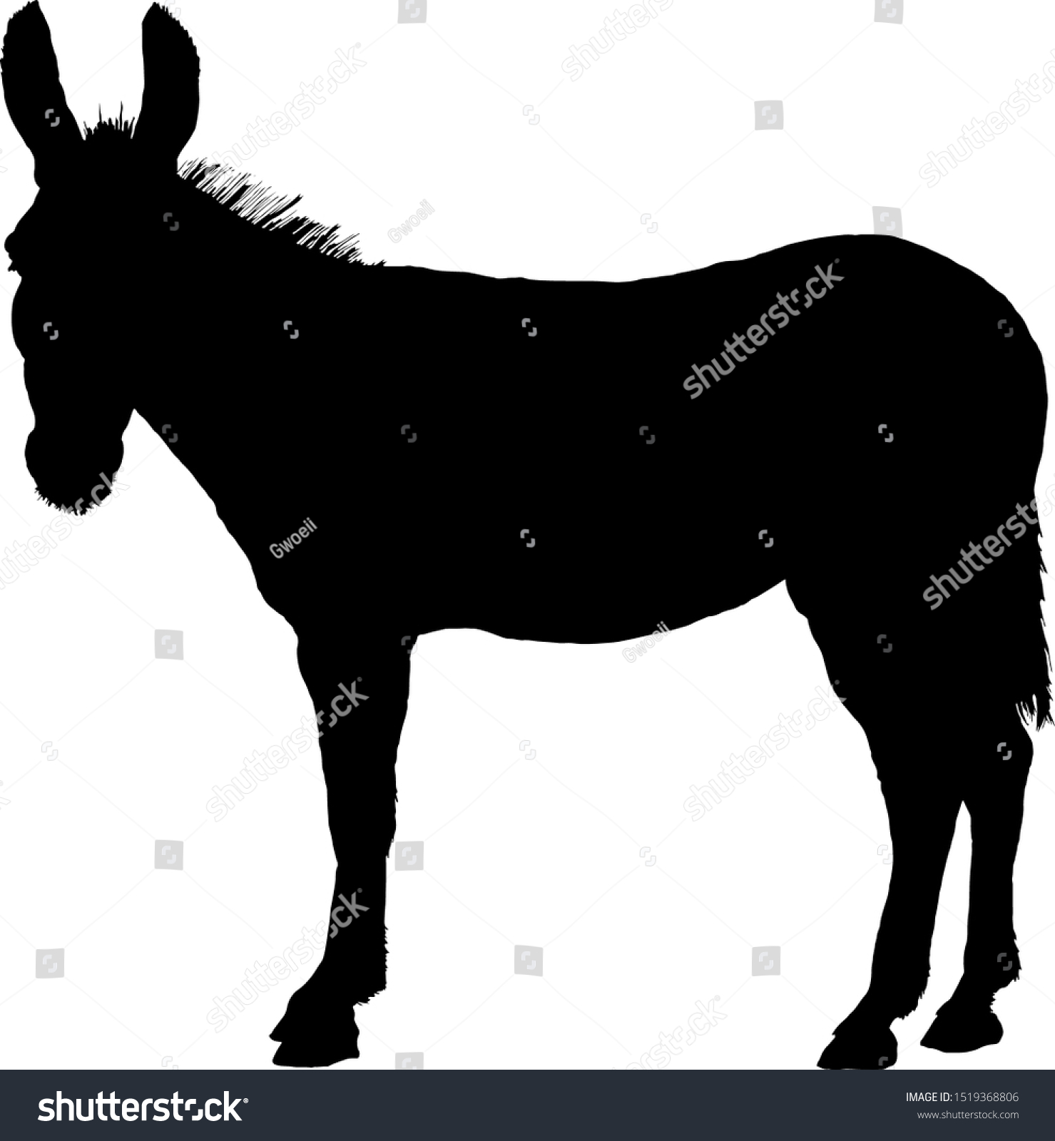 Silhouette Standing Donkey Vector Illustration Stock Vector (Royalty ...