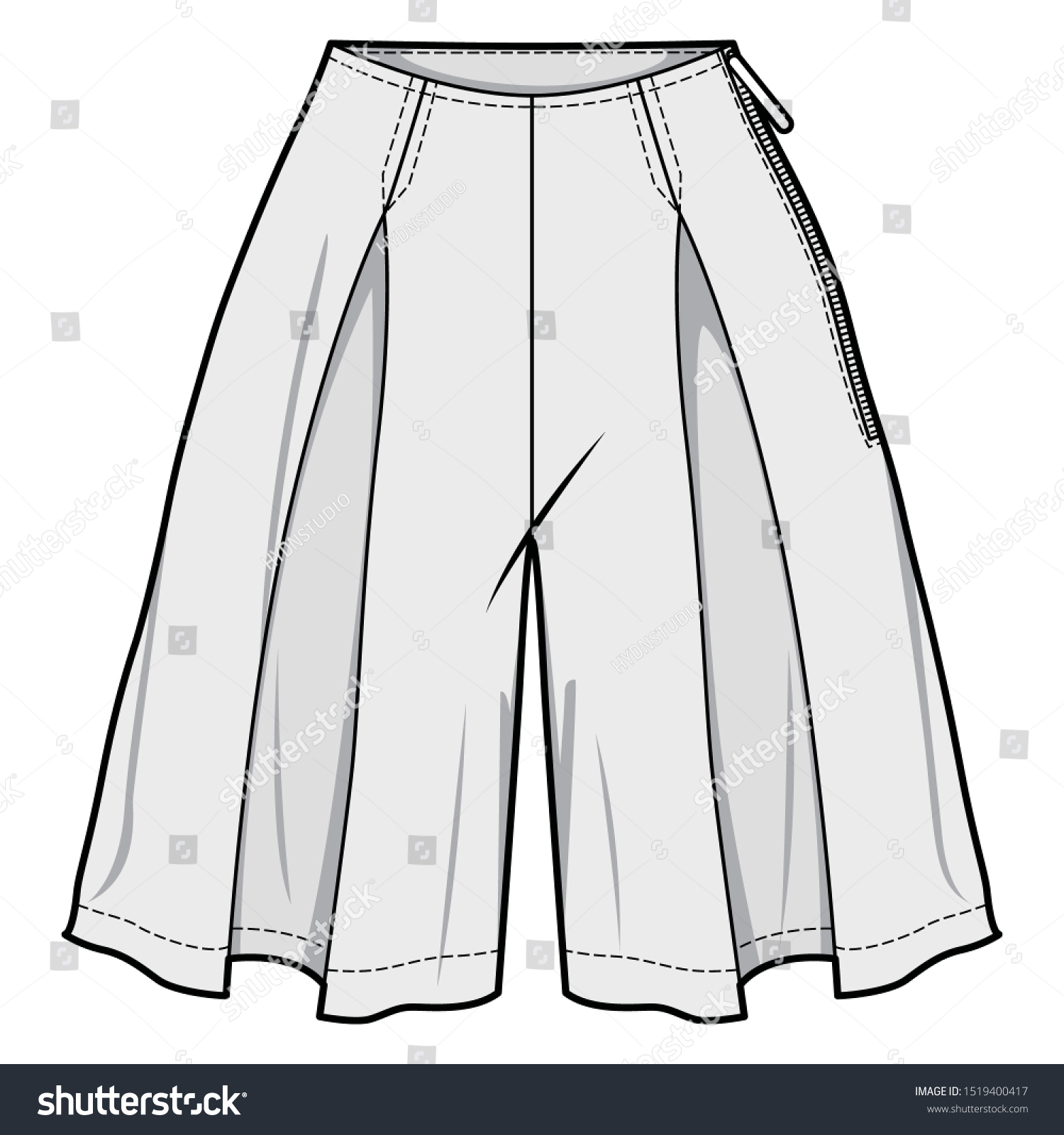 Short Pants Fashion Flat Sketch Template Stock Vector (Royalty Free ...