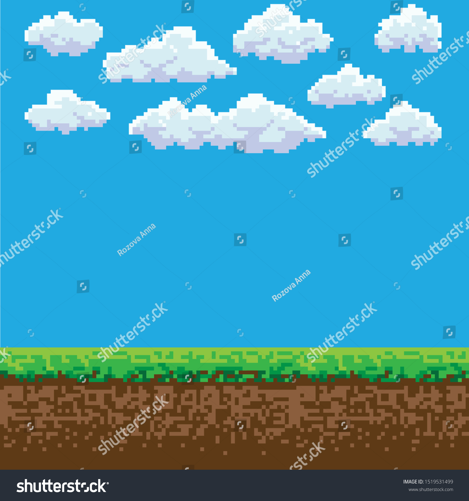 Pixel Art Game Background Ground Grass Stock Vector (Royalty Free ...