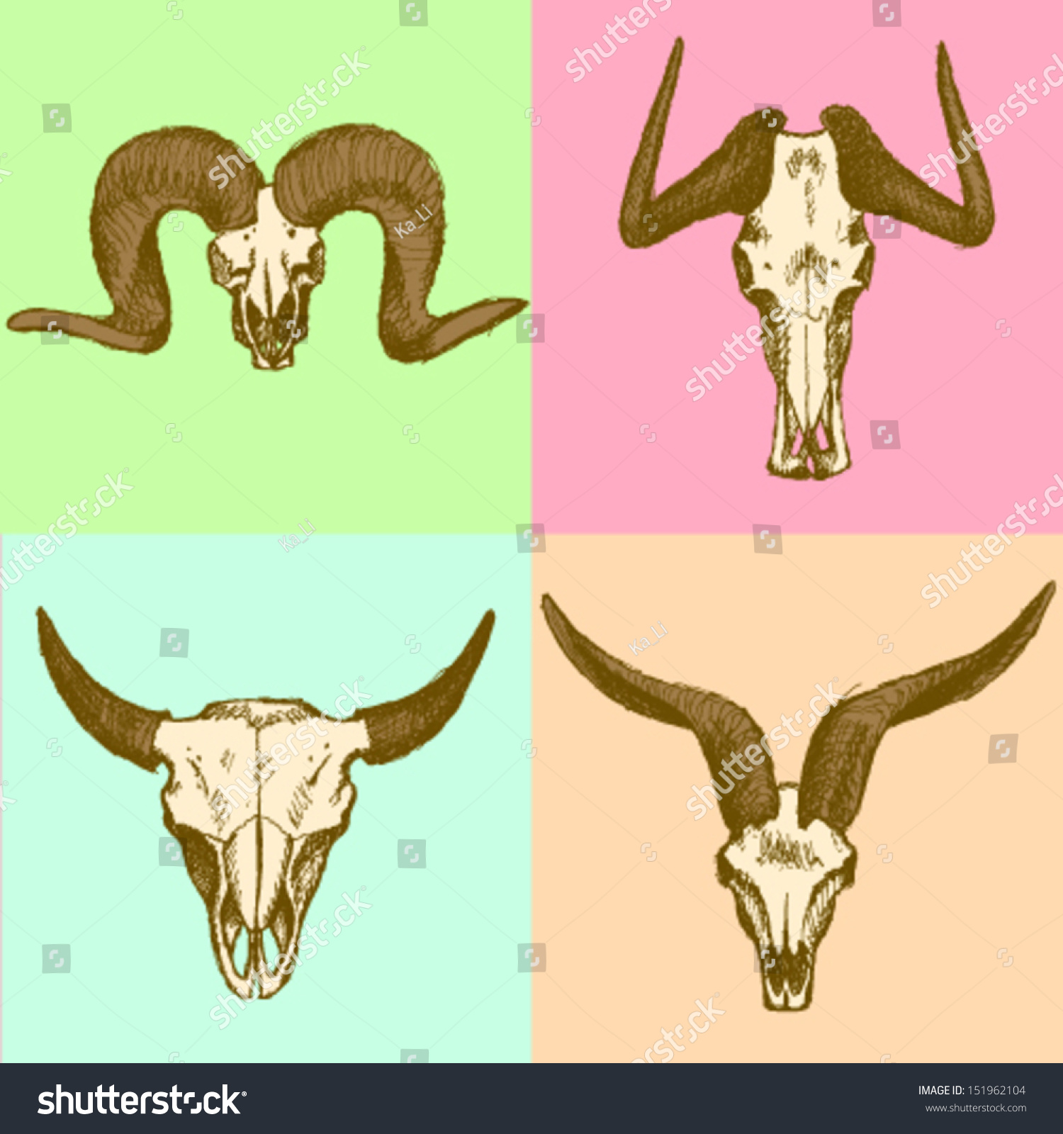 Sheep Skull Vector Sketch Background Stock Vector (Royalty Free ...