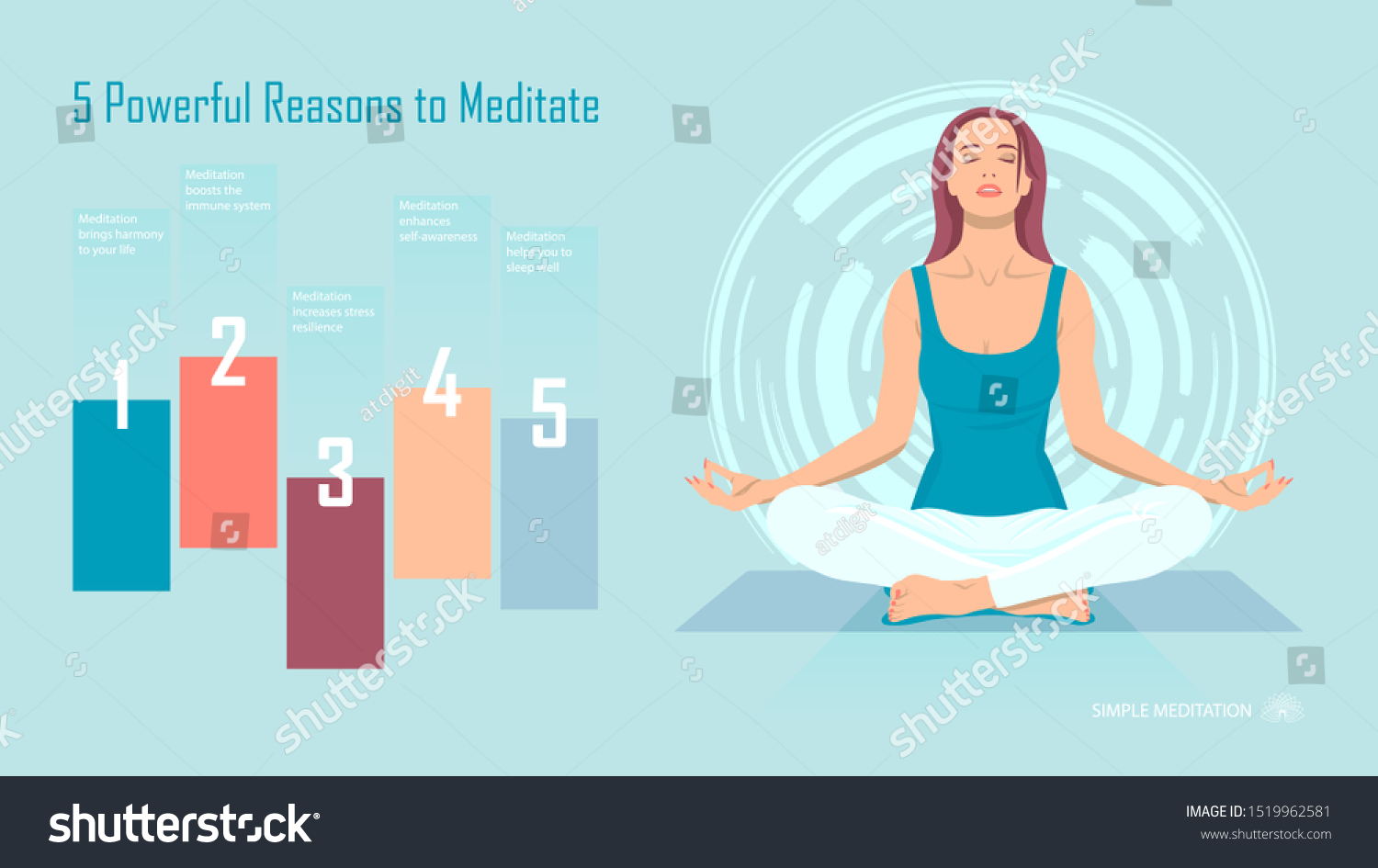 Young Woman Meditating Sitting Pose Poster Stock Vector (Royalty Free ...