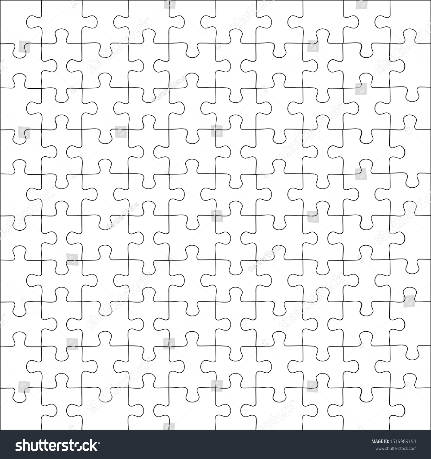 Jigsaw Puzzle Grid Template Puzzles Blank Stock Illustration 1519989194 ...