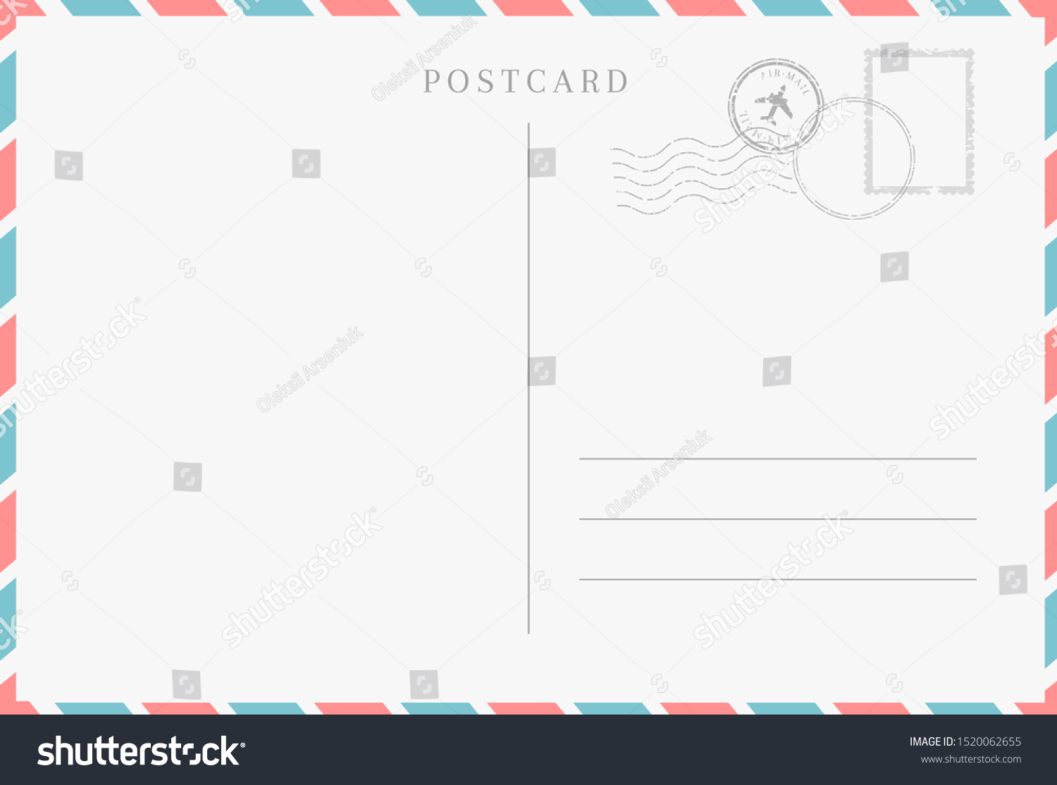 Blank Template Backside Travel Postcard Stock Vector (Royalty Free ...